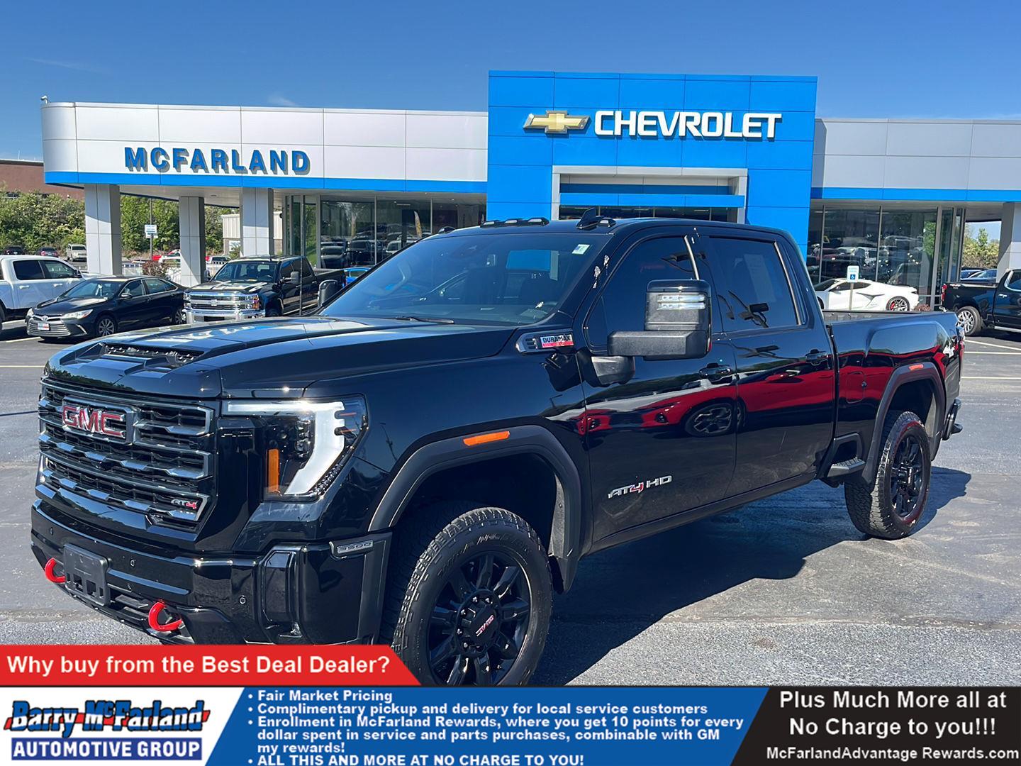 Onyx Black 2025 GMC Sierra 3500HD AT4 Crew Cab 4WD Pickup Truck Four-Wheel Drive Automatic