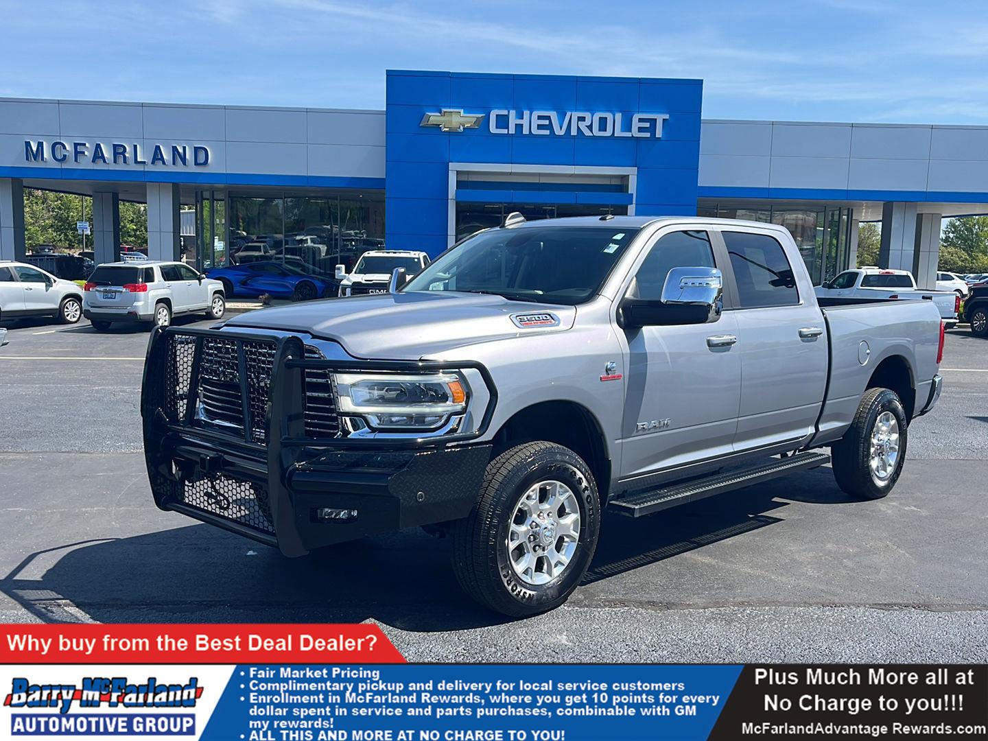 Billet Silver Metallic Clearcoat 2024 RAM 3500 Laramie Crew Cab 4WD Pickup Truck Four-Wheel Drive 6-Speed Automatic