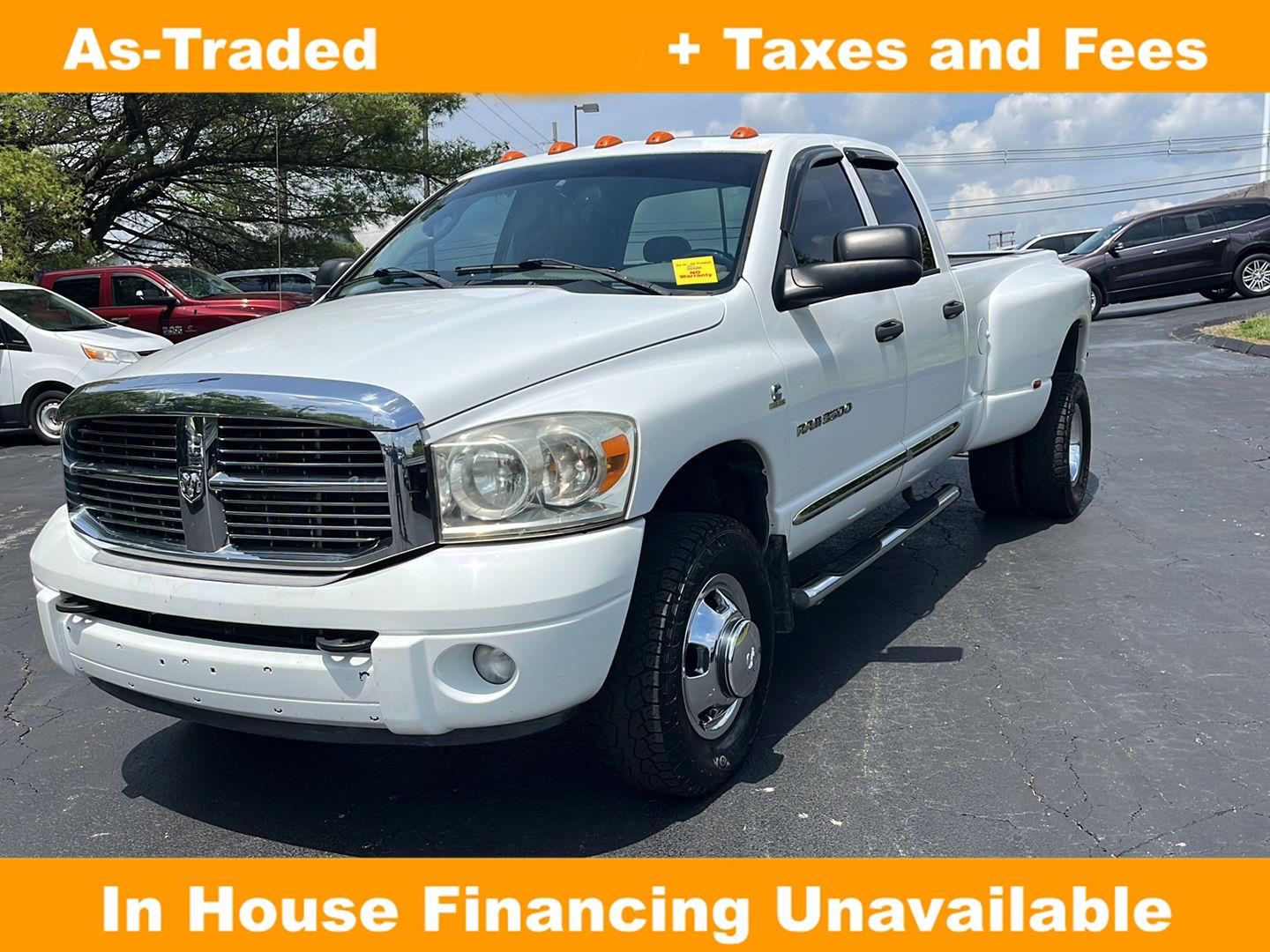 Bright White 2006 Dodge RAM 3500 Laramie Quad Cab LB DRW 4WD Pickup Truck Four-Wheel Drive 4-Speed Automatic Overdrive