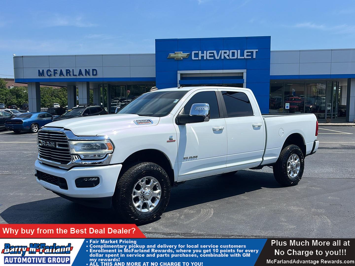 Bright White Clearcoat 2024 RAM 2500 Laramie Crew Cab 4WD Pickup Truck Four-Wheel Drive 6-Speed Automatic