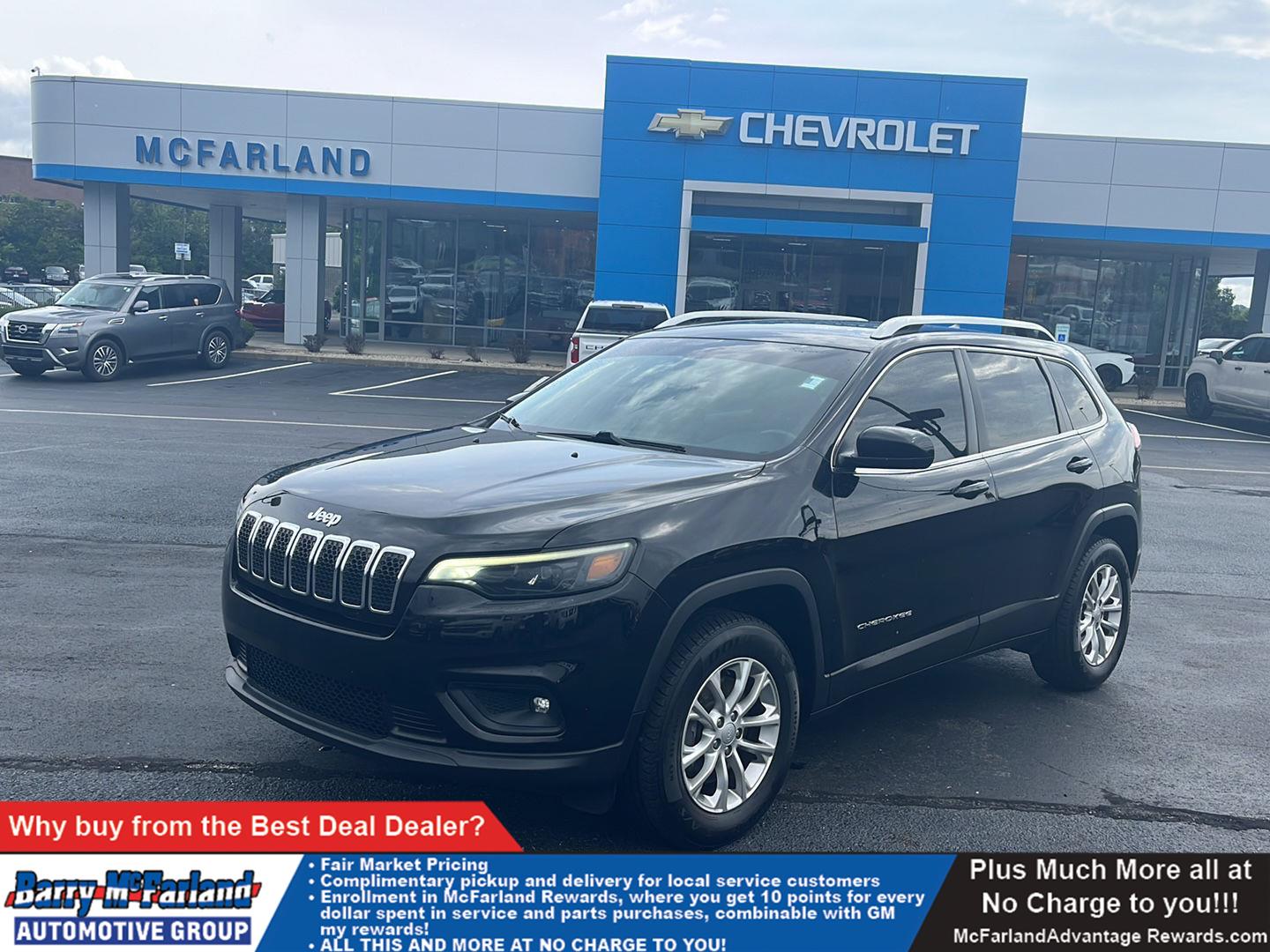 Diamond Black Crystal Pearlcoat 2019 Jeep Cherokee SUV / Crossover Four-Wheel Drive 9-Speed Automatic