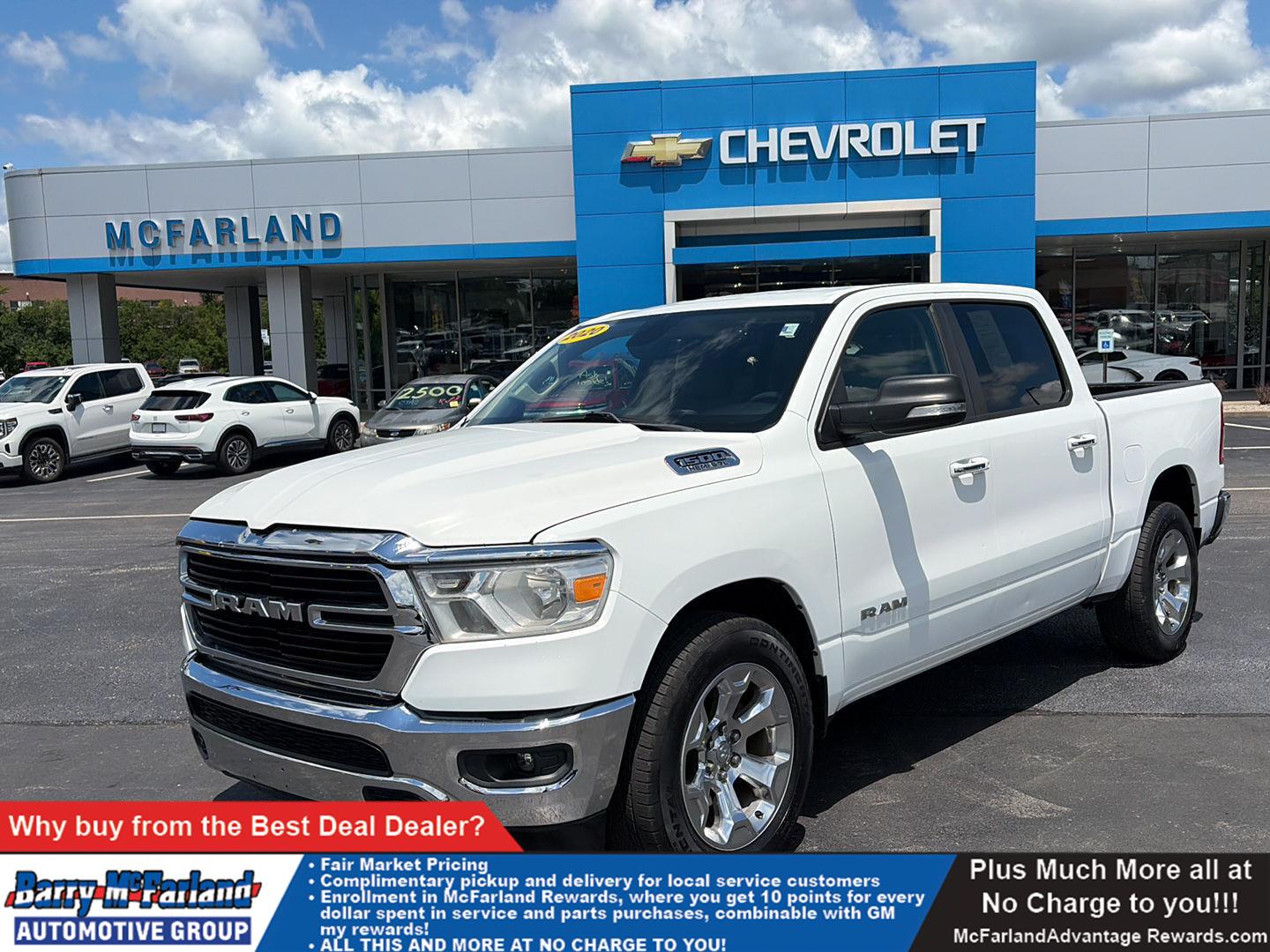 Bright White Clearcoat 2020 RAM 1500 Pickup Truck 8-Speed Automatic