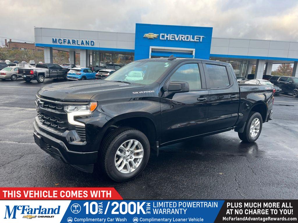 Black 2025 Chevrolet Silverado 1500 RST Crew Cab 4WD Pickup Truck Four-Wheel Drive 8-Speed Automatic