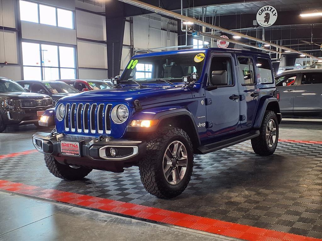 2019 Jeep Wrangler Unlimited Sahara - Ocean Blue Metallic exterior view 3