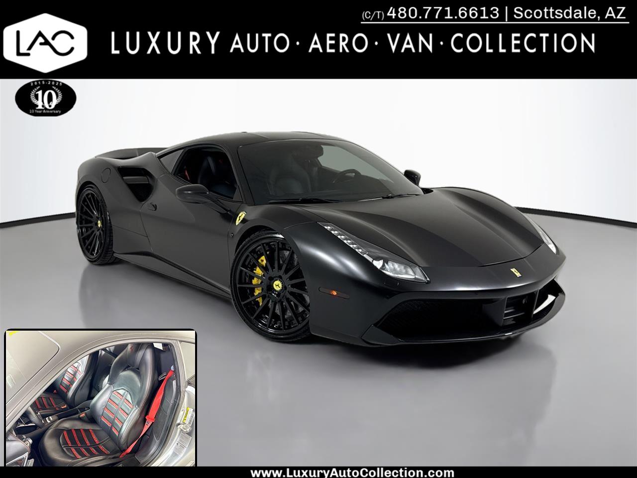 Wrapped Matte Black 2017 Ferrari 488 GTB Coupe RWD Coupe Rear-Wheel Drive Automatic
