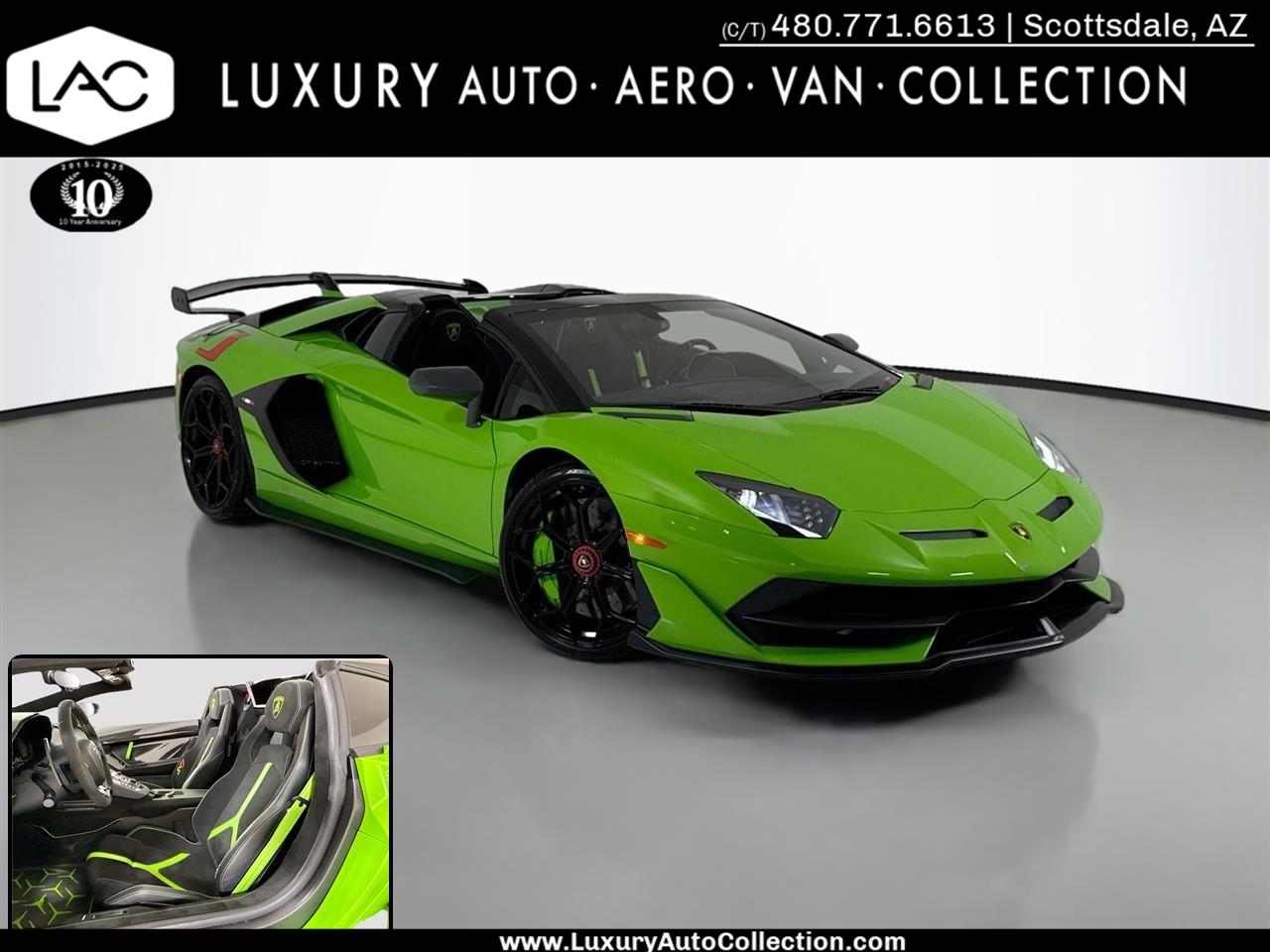 Green (Verde Mantis Metallic) 2021 Lamborghini Aventador LP 770-4 SVJ Roadster AWD Convertible All-Wheel Drive 7-Speed Automatic