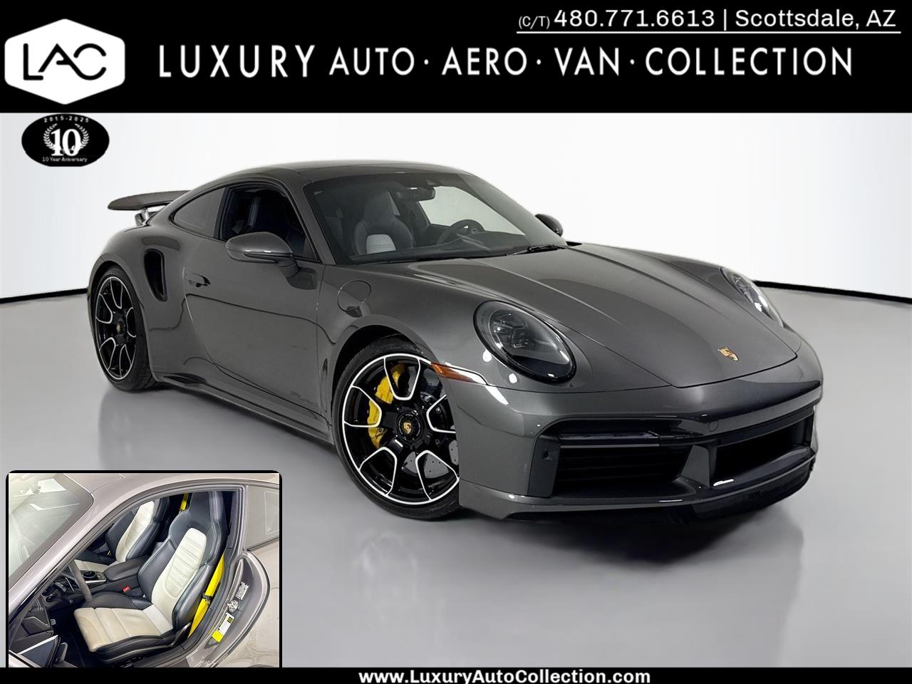 Gray (Agate Grey Metallic) 2021 Porsche 911 Turbo S Coupe AWD Coupe All-Wheel Drive Automatic