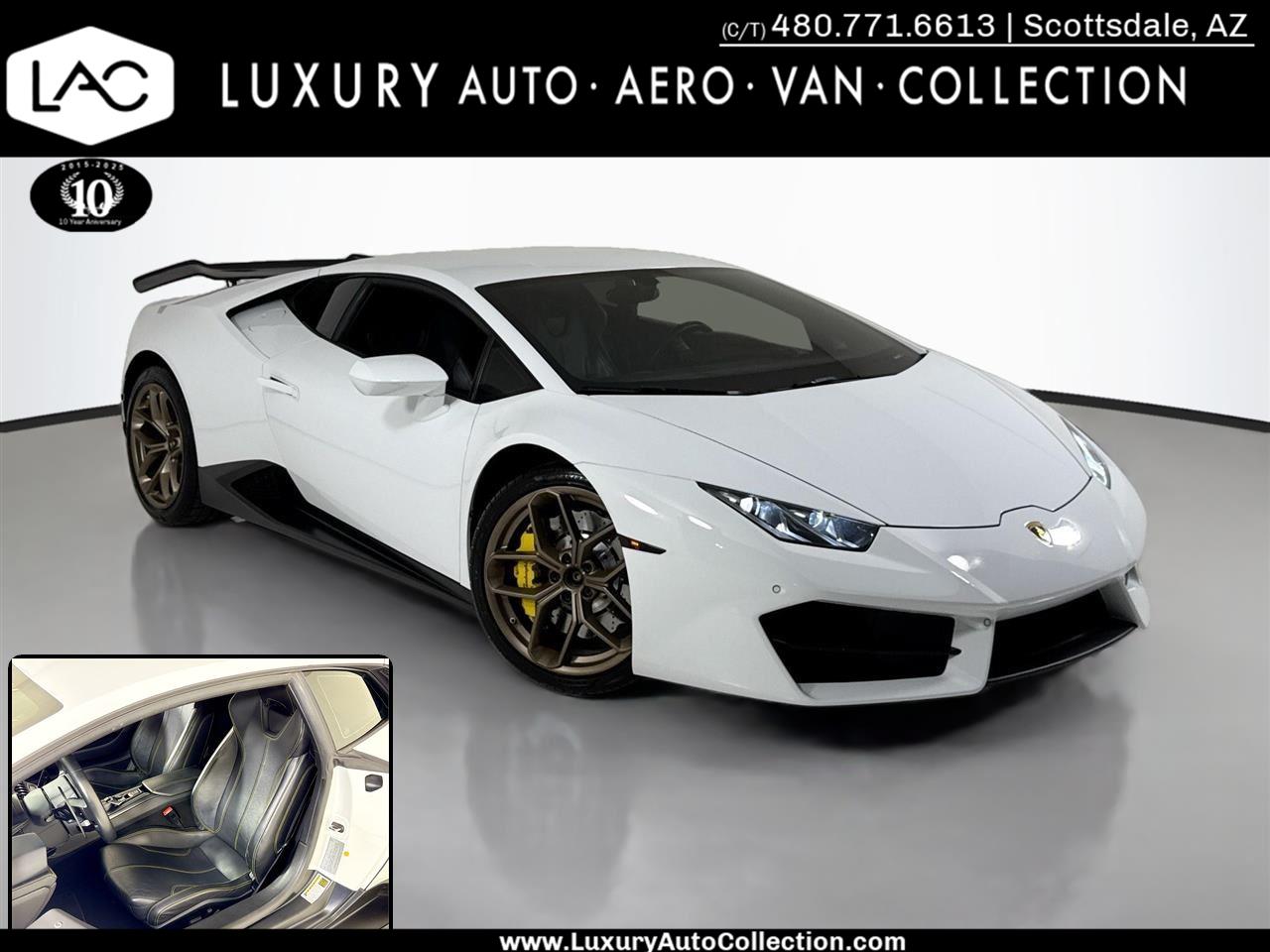 Bianco Icarus Metallic 2016 Lamborghini Huracan LP 580-2 Coupe Rear-Wheel Drive Automatic