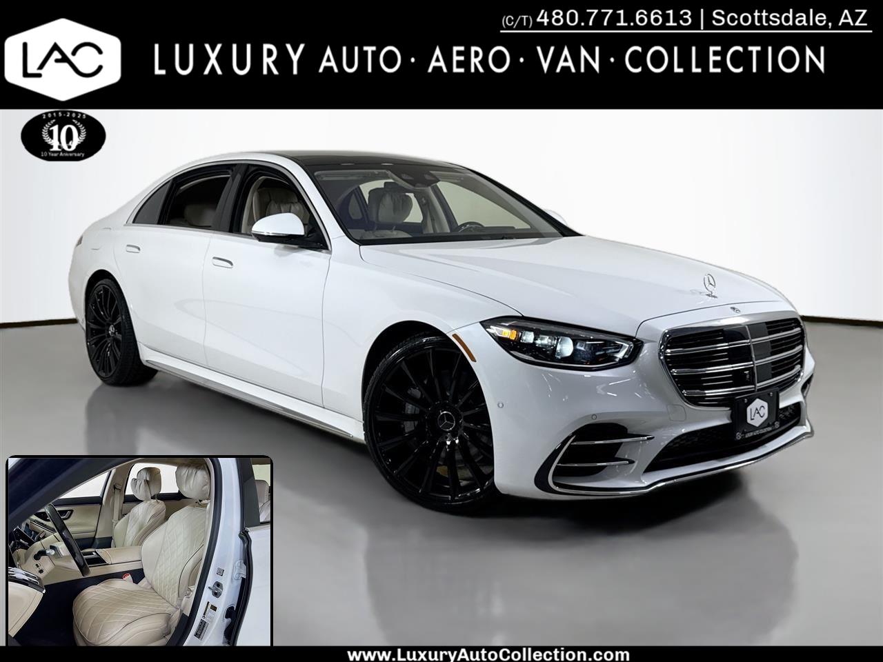 MANUFAKTUR Moonlight White Metallic 2024 Mercedes-Benz S-Class S 580 4MATIC Sedan All-Wheel Drive Automatic