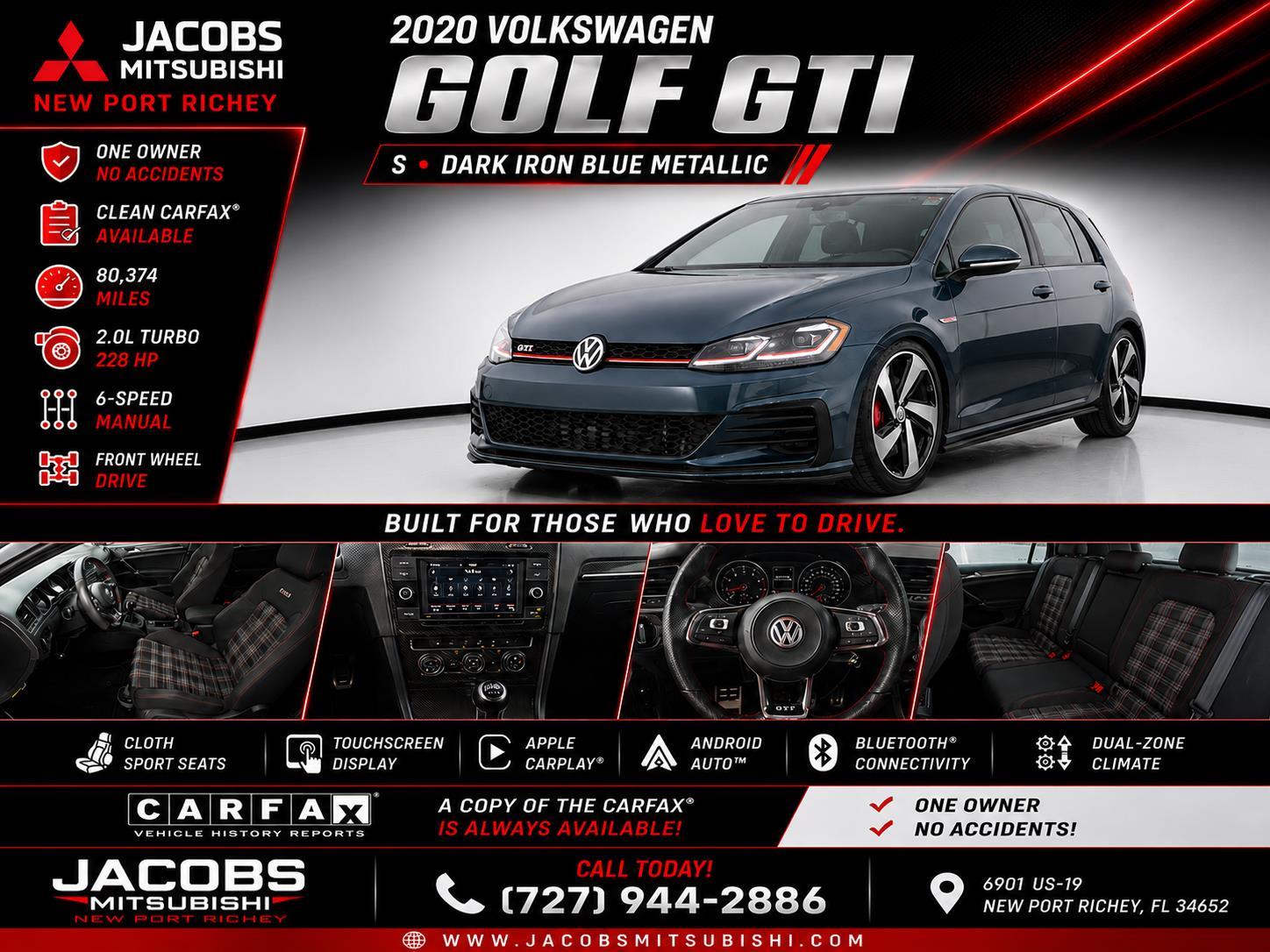 Dark Iron Blue Metallic 2020 Volkswagen Golf GTI Hatchback Front-Wheel Drive Manual