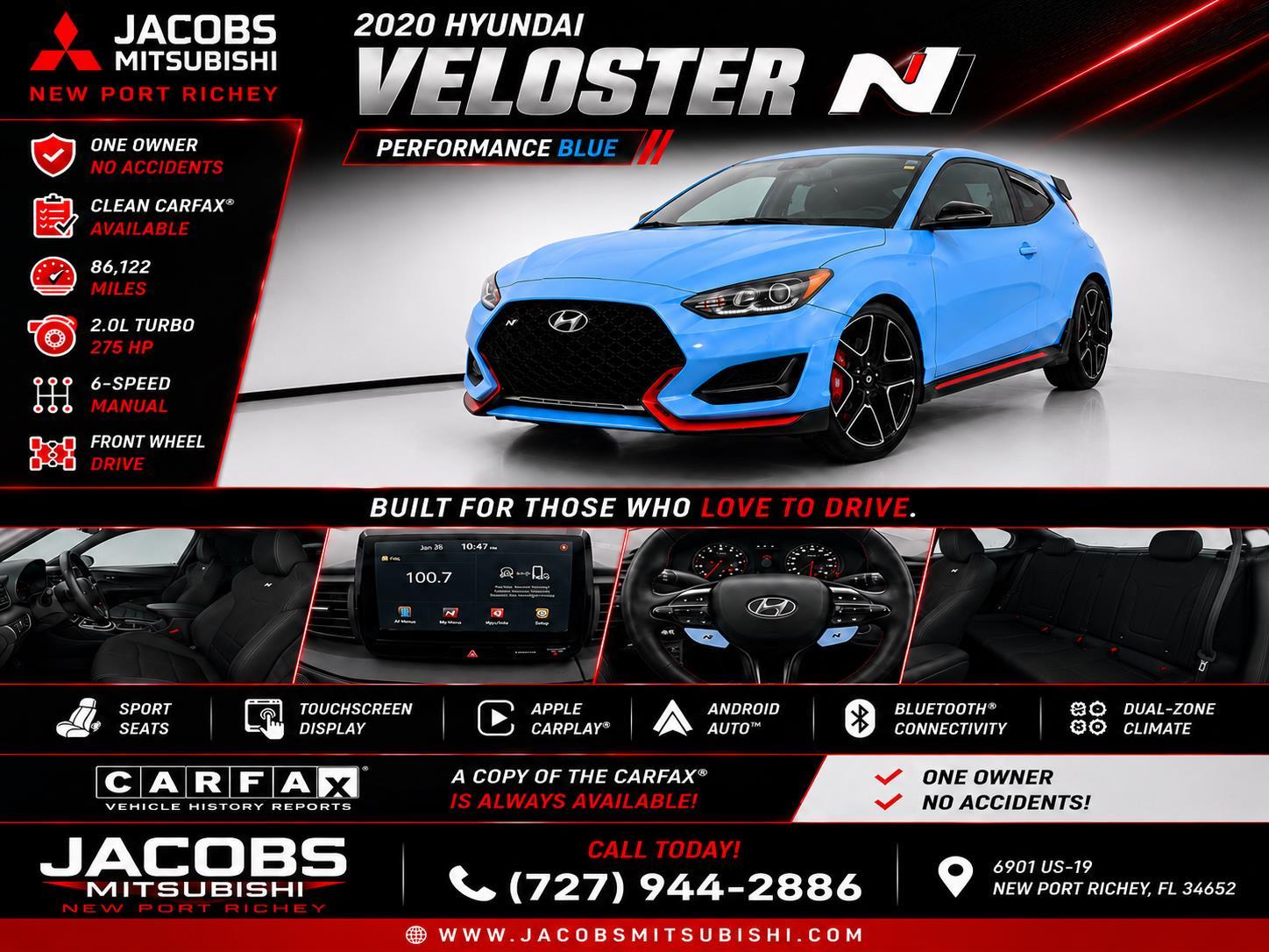 Performance Blue 2020 Hyundai Veloster N Coupe Front-Wheel Drive Manual