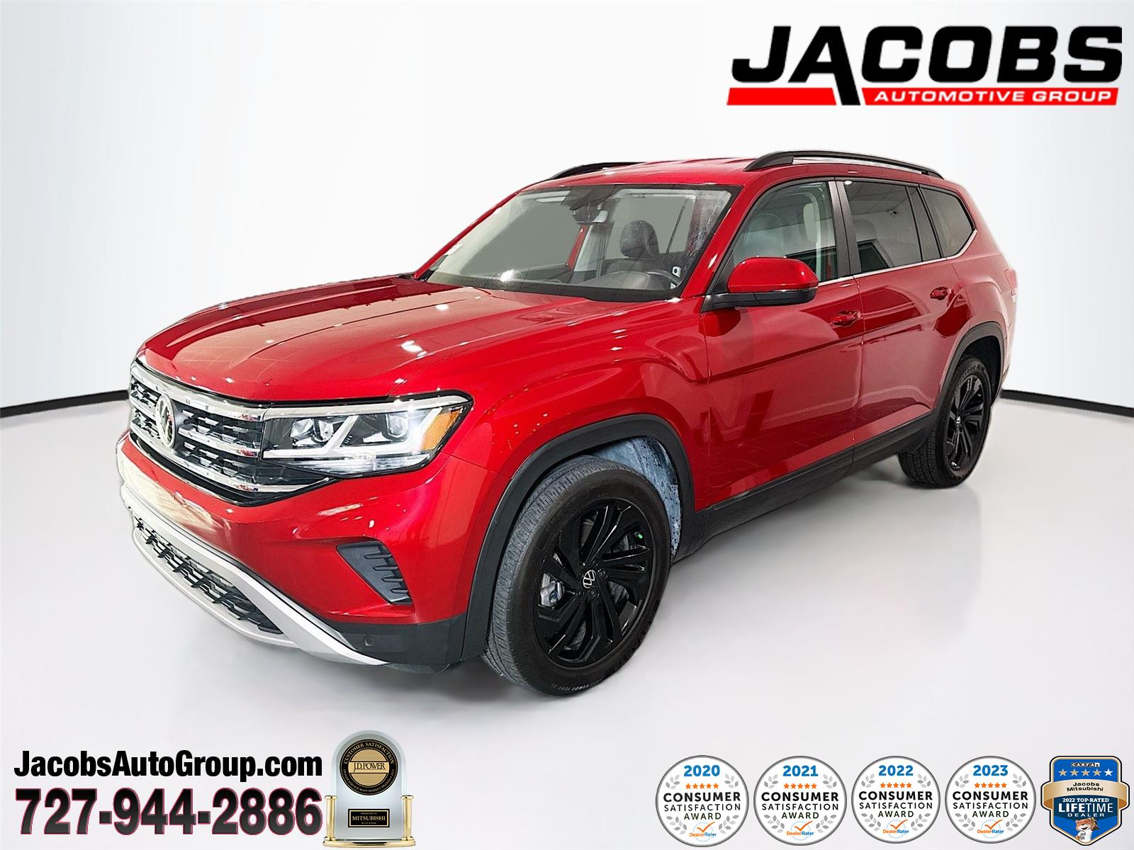 Aurora Red Metallic 2022 Volkswagen Atlas SE FWD with Technology SUV / Crossover Front-Wheel Drive Automatic
