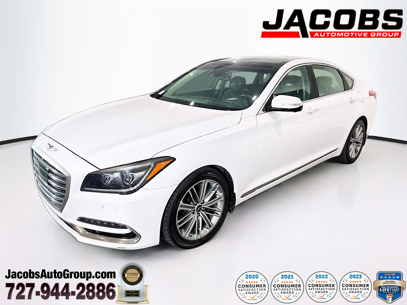 Casablanca White 2018 Genesis G80 3.8L Sedan Rear-Wheel Drive Automatic