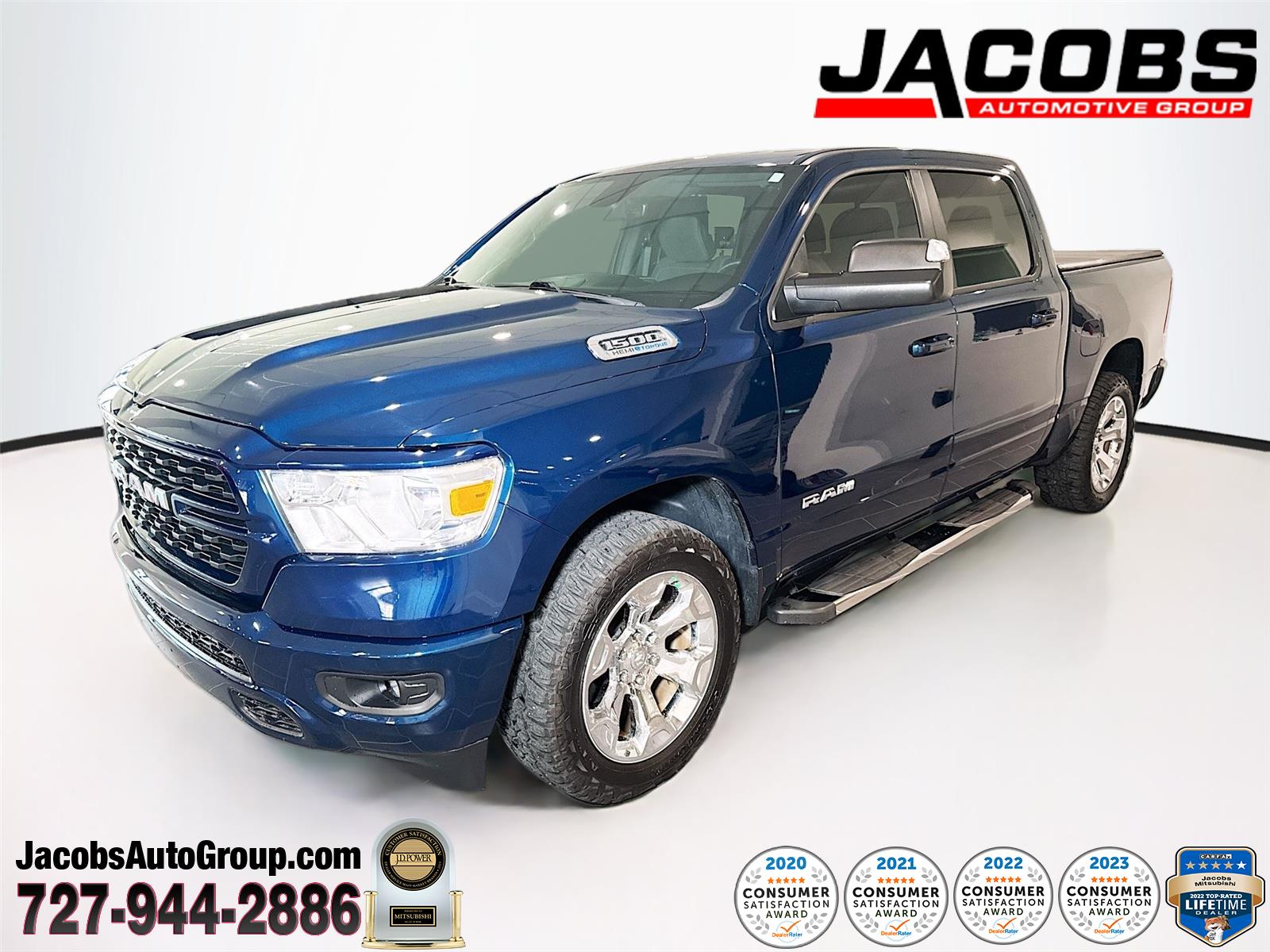 Patriot Blue Pearlcoat 2024 RAM 1500 Big Horn Crew Cab 4WD Pickup Truck Four-Wheel Drive 8-Speed Automatic