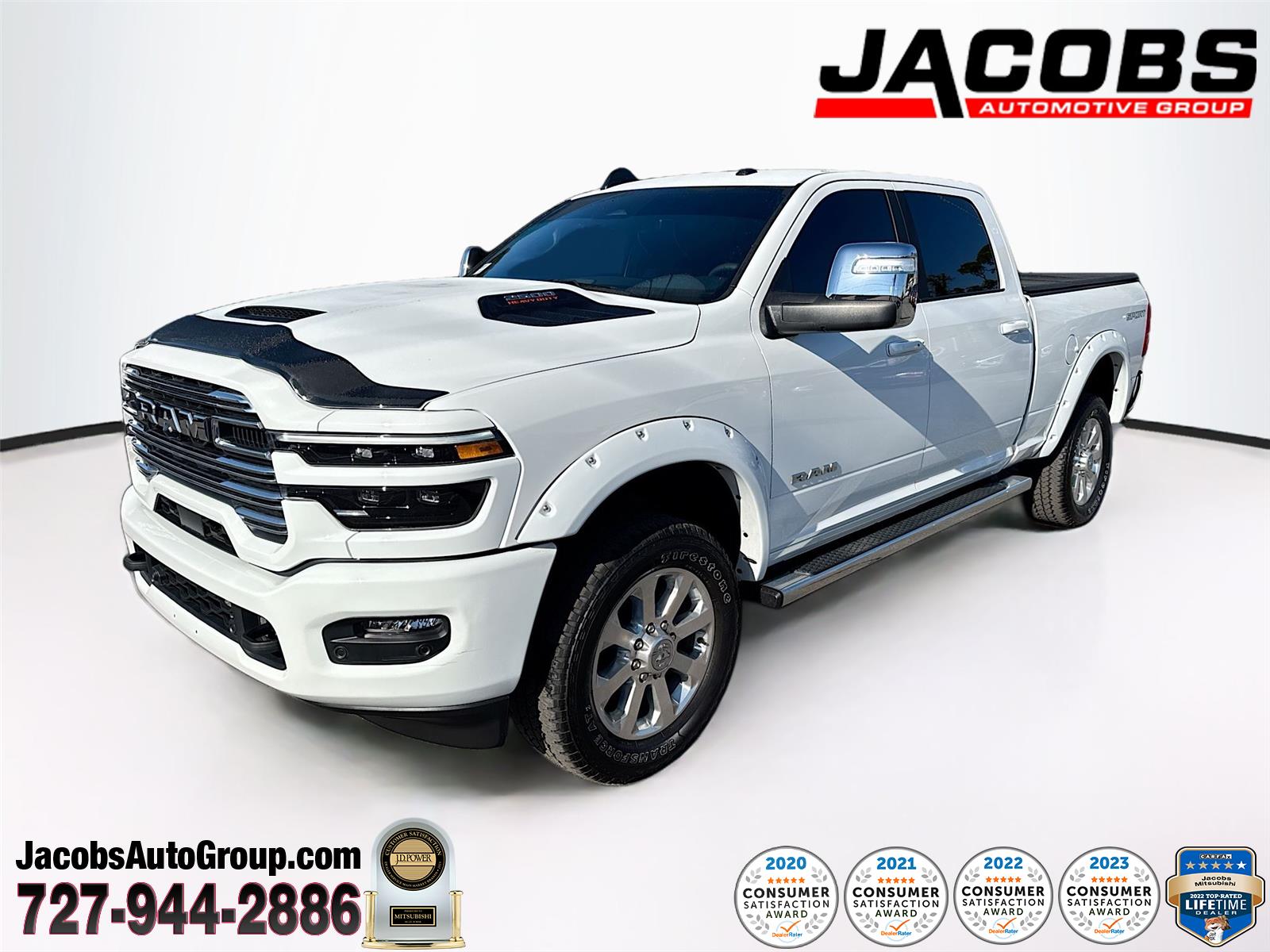 Bright White Clearcoat 2025 RAM 2500 Laramie Crew Cab 4WD Pickup Truck Four-Wheel Drive 8-Speed Automatic