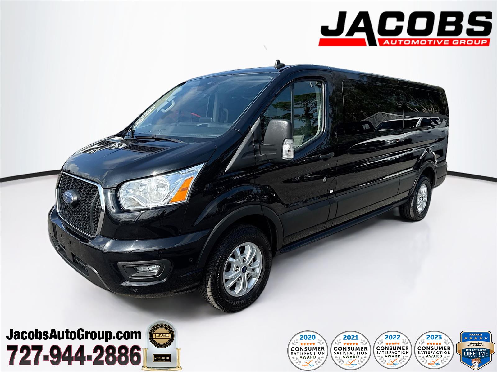 Agate Black Metallic 2021 Ford Transit Passenger 350 XLT Low Roof LB RWD Van Rear-Wheel Drive