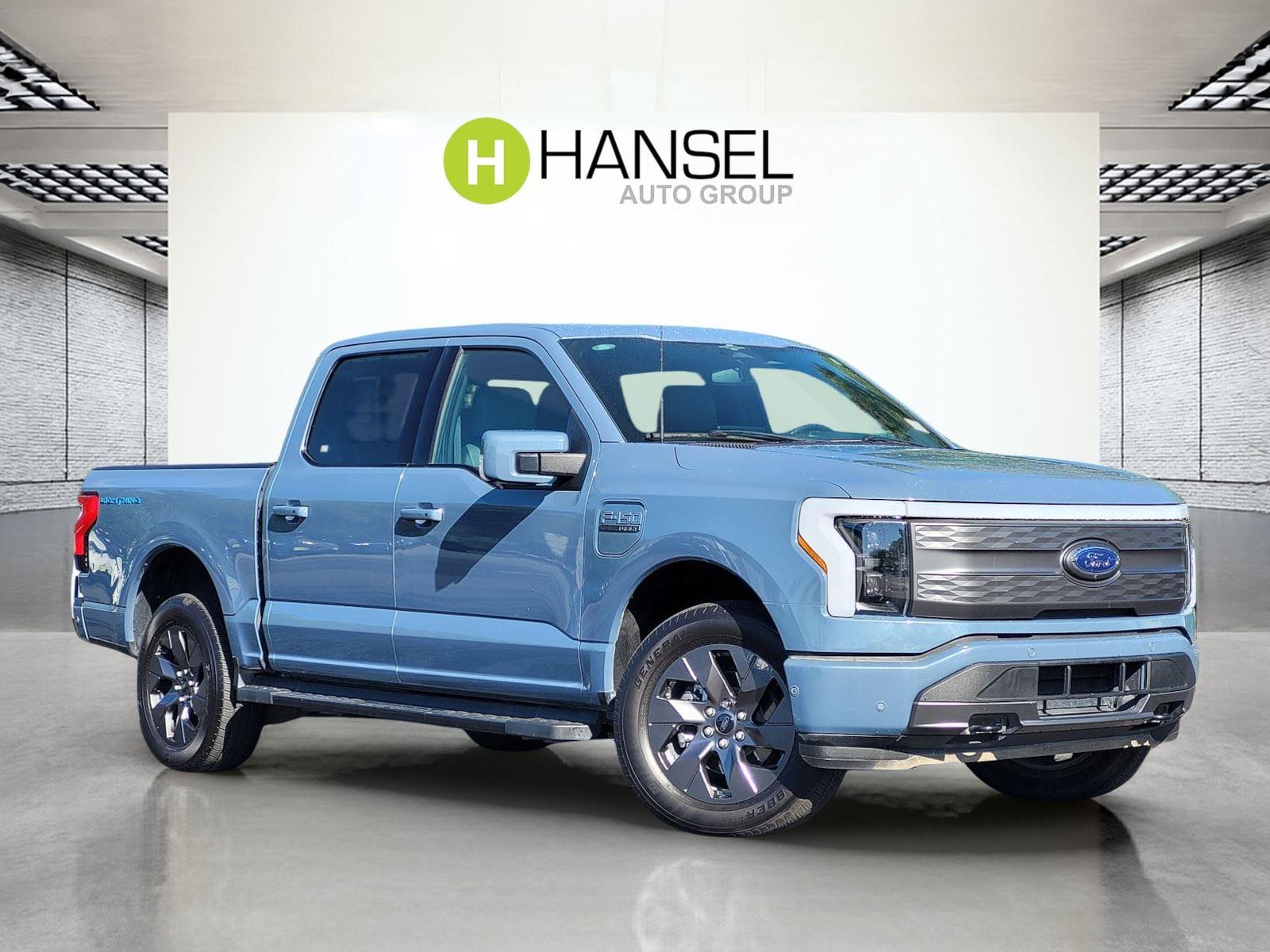 Blue (Azure Gray Metallic Tri-Coat) 2023 Ford F-150 Lightning Lariat SuperCrew AWD Pickup Truck All-Wheel Drive 1-Speed Dual Clutch