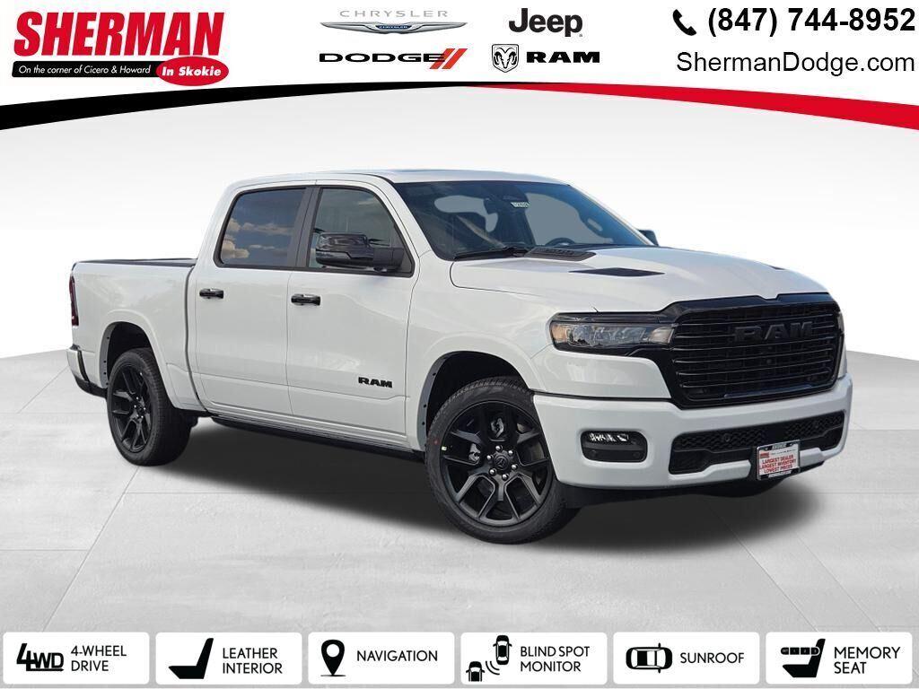Bright White Clearcoat 2026 RAM 1500 Laramie Crew Cab 4WD Pickup Truck Four-Wheel Drive 8-Speed Automatic