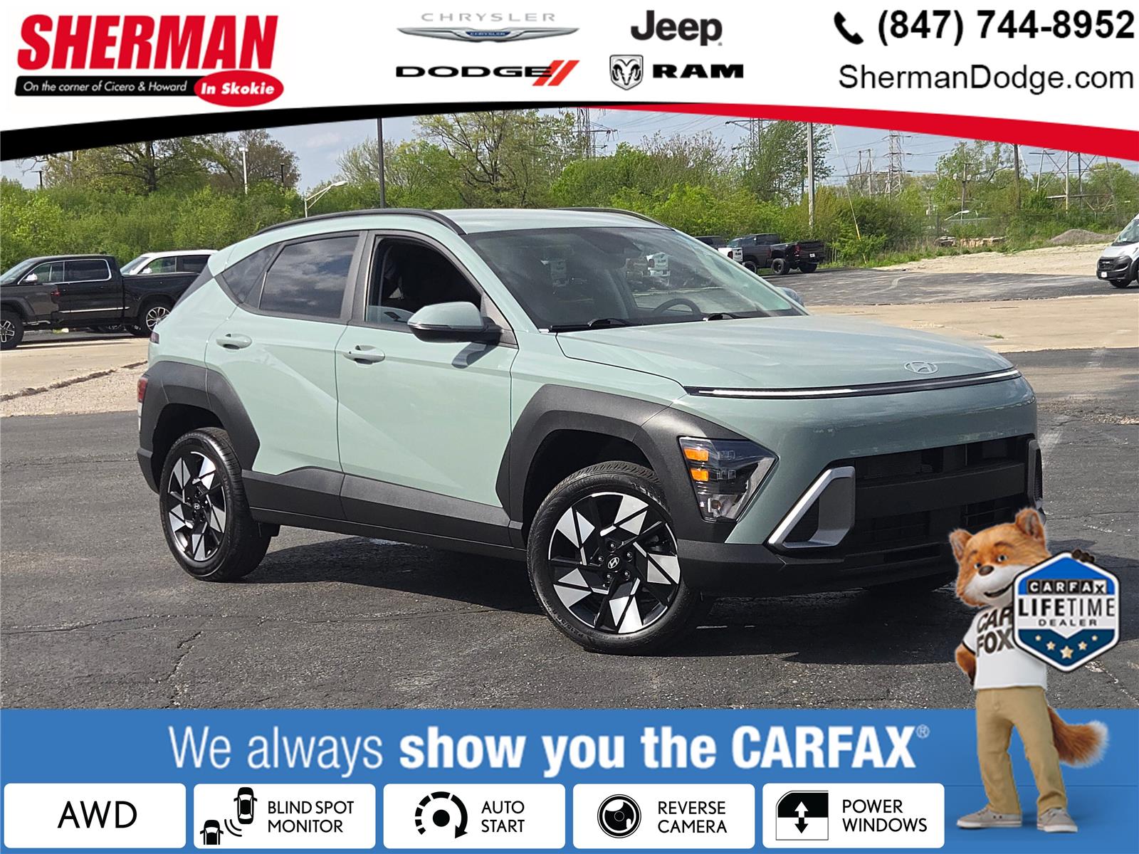 Mirage Green 2025 Hyundai Kona SEL AWD SUV / Crossover All-Wheel Drive Continuously Variable Transmission
