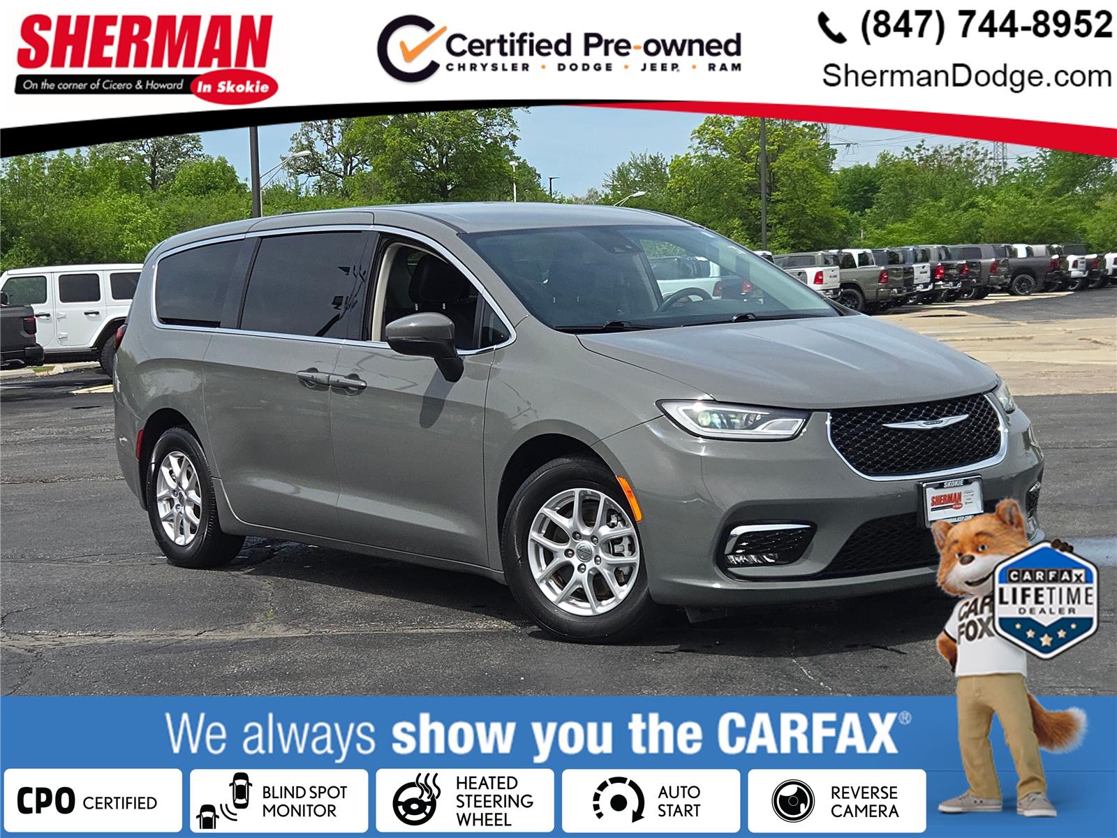 Ceramic Gray Clearcoat 2023 Chrysler Pacifica Touring L FWD Minivan Front-Wheel Drive 9-Speed Automatic