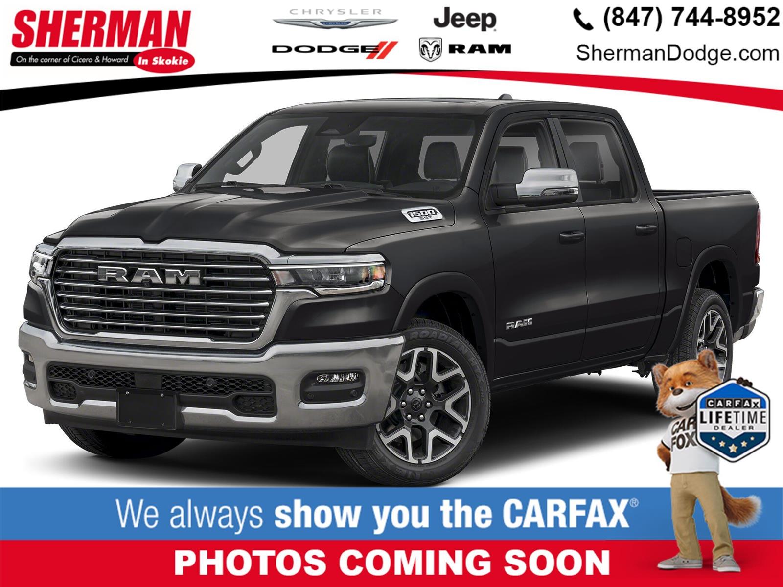 Diamond Black Crystal Pearlcoat 2025 RAM 1500 Pickup Truck Four-Wheel Drive 8-Speed Automatic