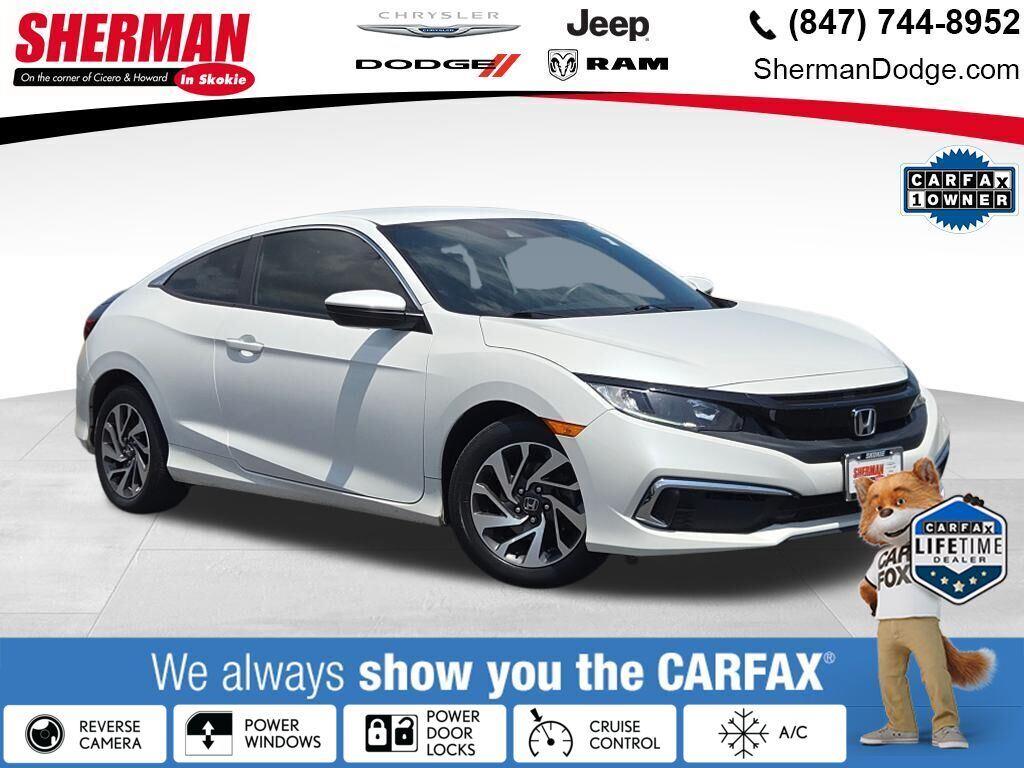 Platinum White Pearl 2020 Honda Civic Coupe Front-Wheel Drive Continuously Variable Transmission