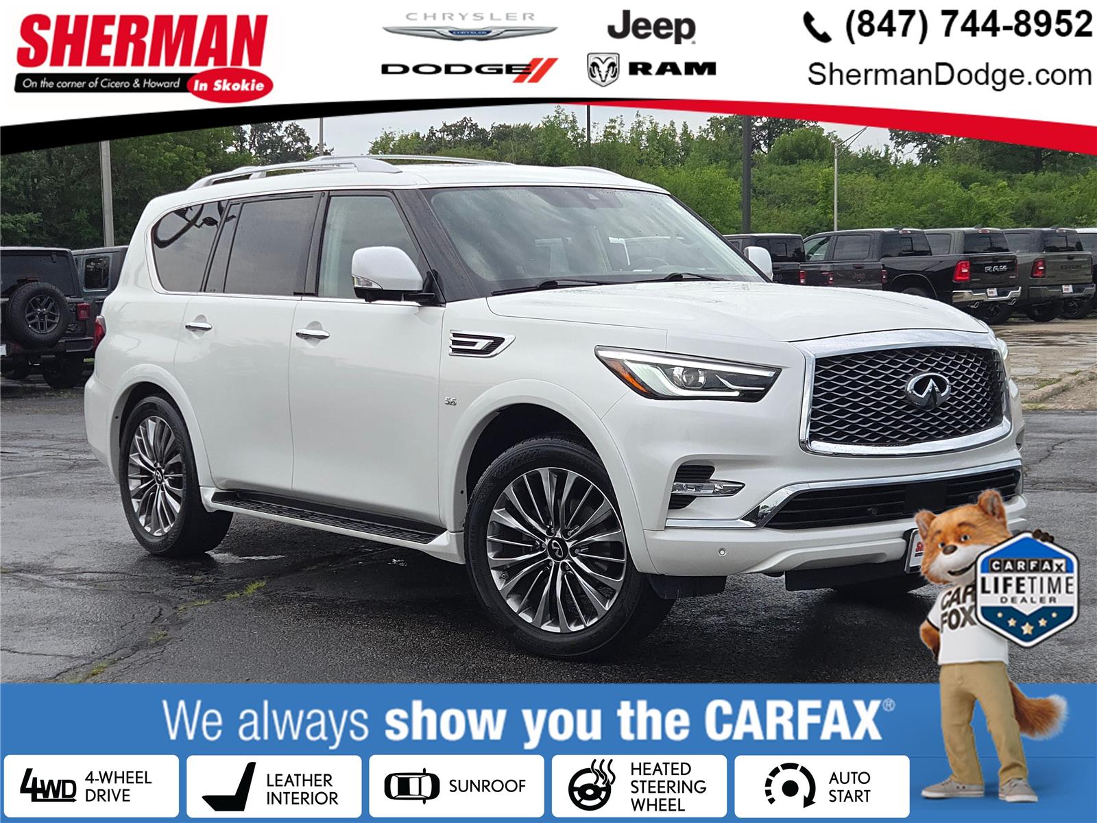Moonstone White 2019 INFINITI QX80 SUV / Crossover All-Wheel Drive Automatic