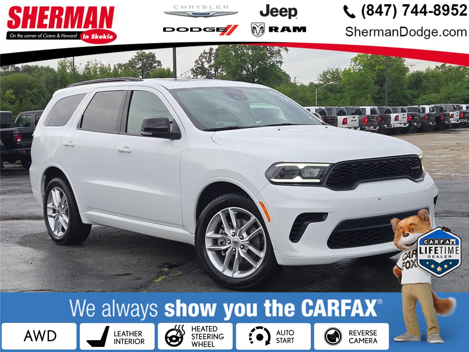 White Knuckle Clearcoat 2024 Dodge Durango SUV / Crossover All-Wheel Drive 8-Speed Automatic
