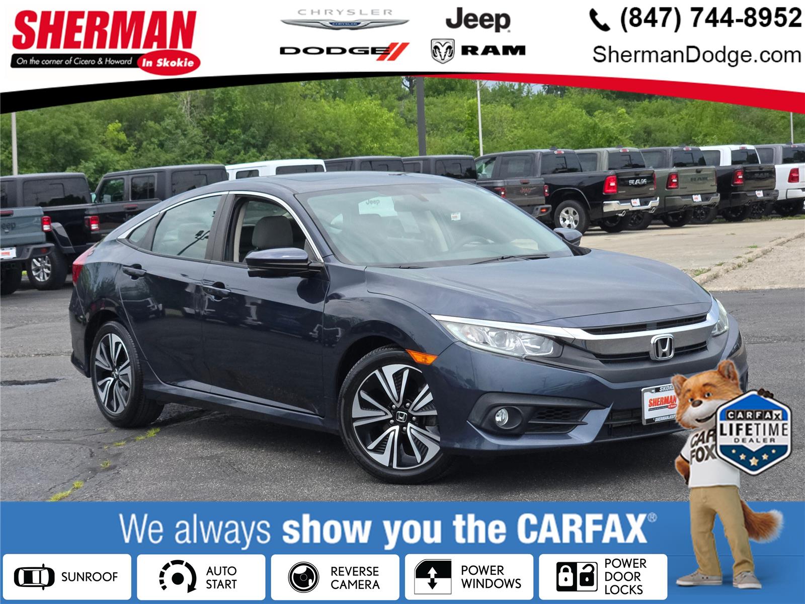 Gray 2017 Honda Civic Sedan Front-Wheel Drive Continuously Variable Transmission