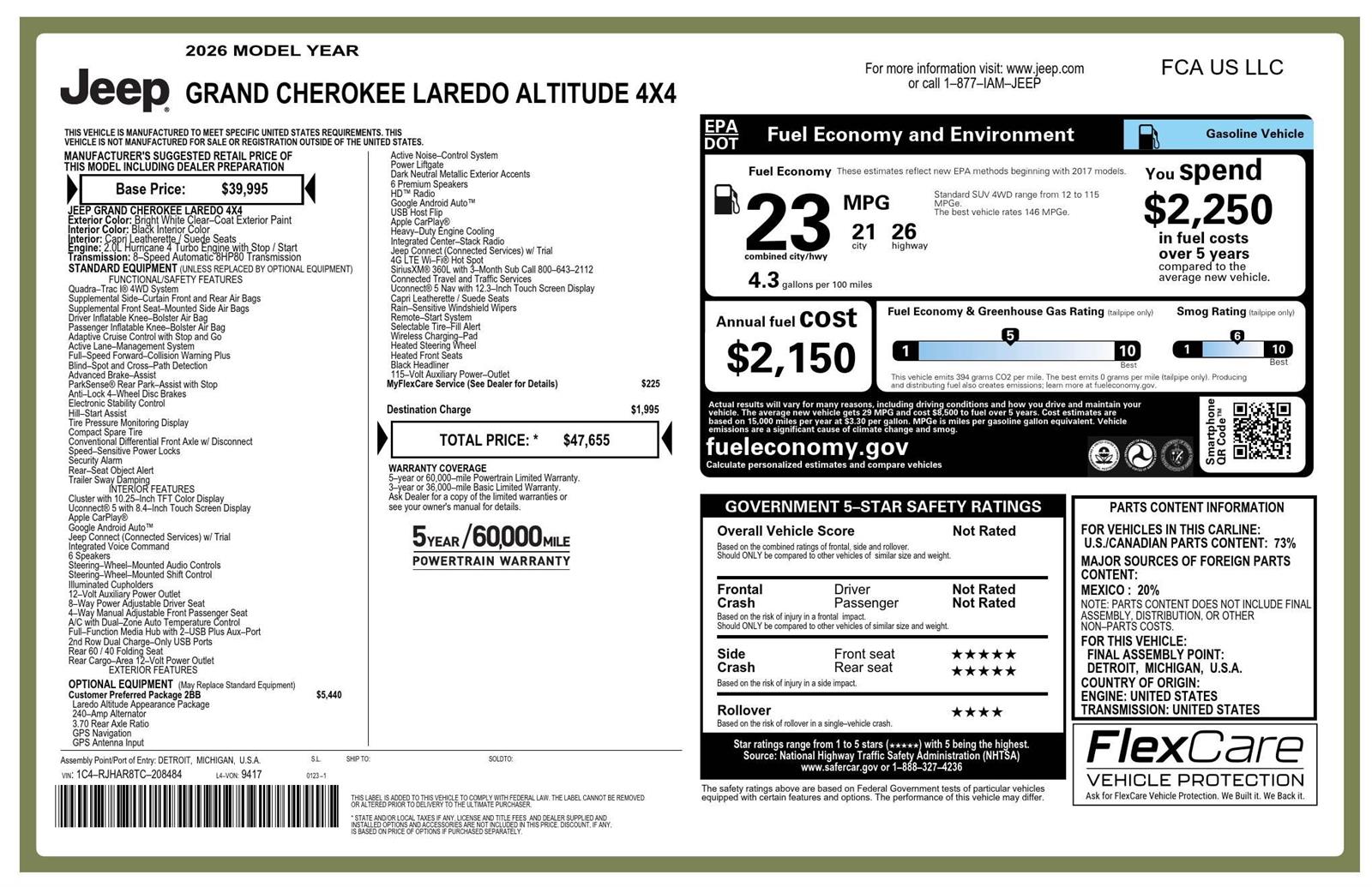 New 2026 Bright White Clearcoat Jeep Laredo Altitude image 29