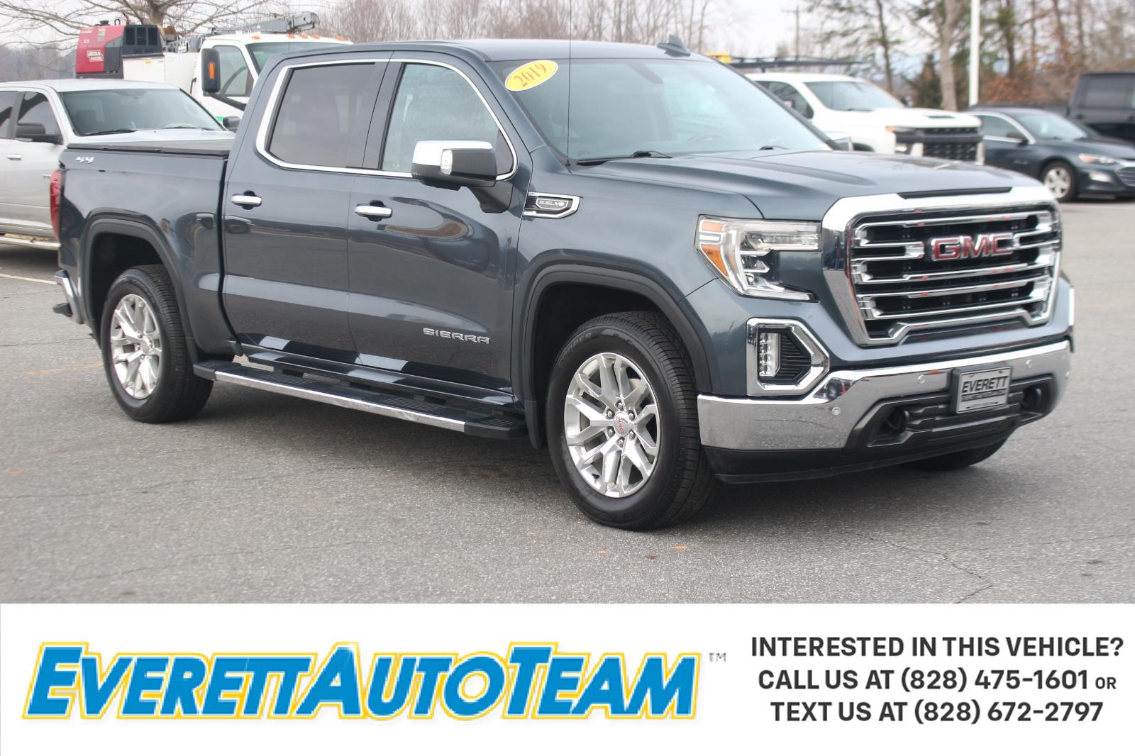 Gray (Dark Sky Metallic) 2019 GMC Sierra 1500 SLT Crew Cab 4WD Pickup Truck Four-Wheel Drive 8-Speed Automatic