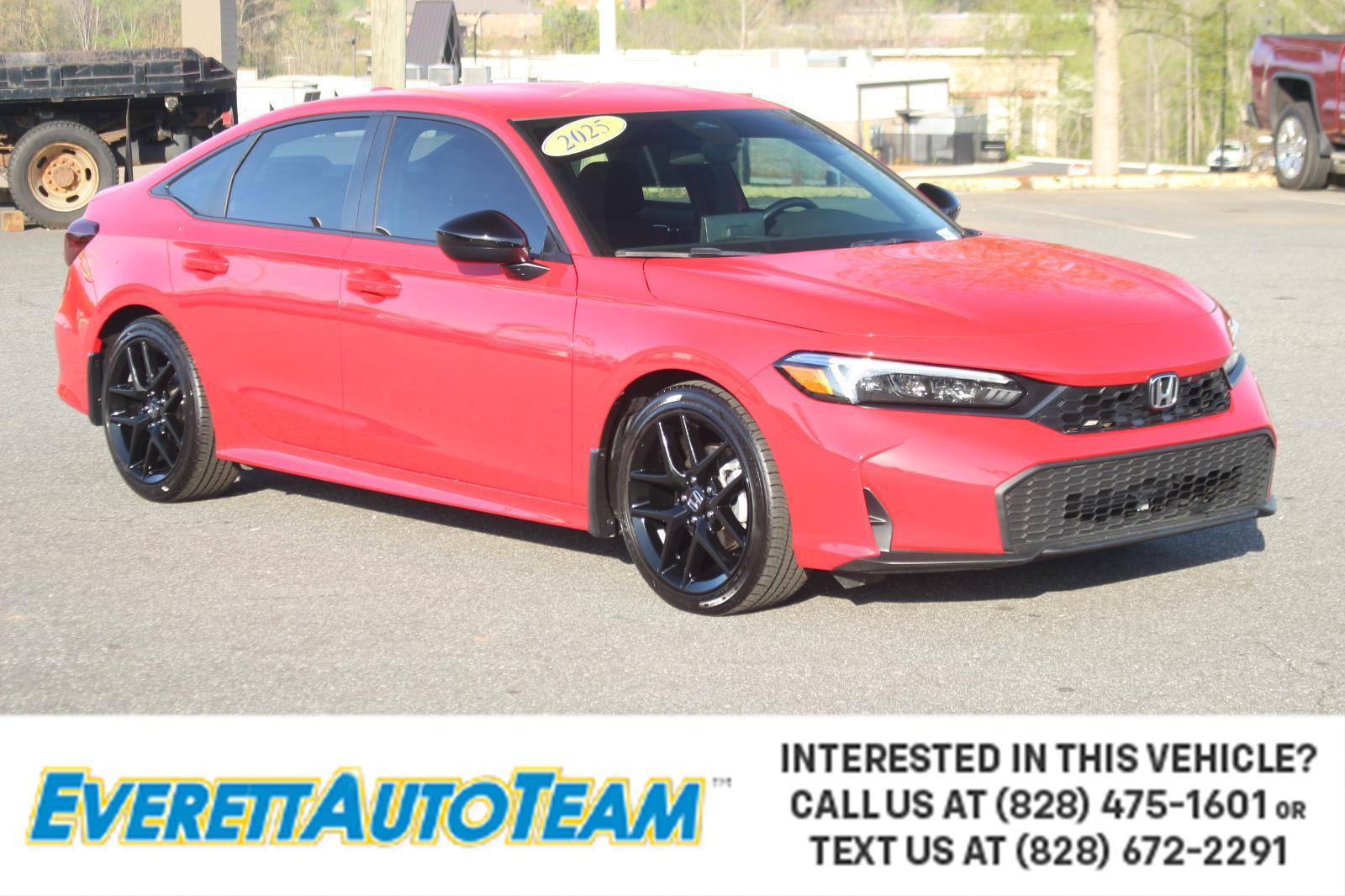 Rallye Red 2025 Honda Civic Sport FWD Sedan Front-Wheel Drive Continuously Variable Transmission