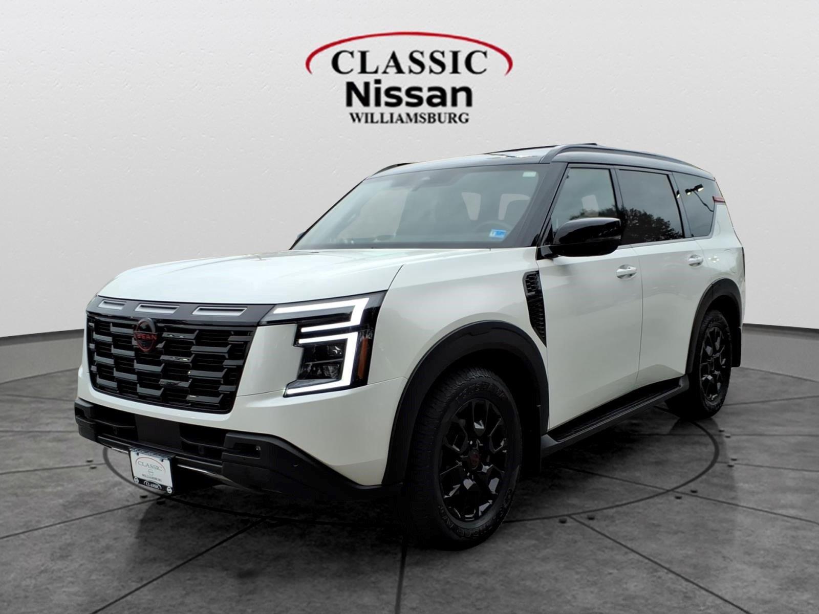Aspen White Tricoat/Super Black 2025 Nissan Armada SUV / Crossover Four-Wheel Drive Automatic