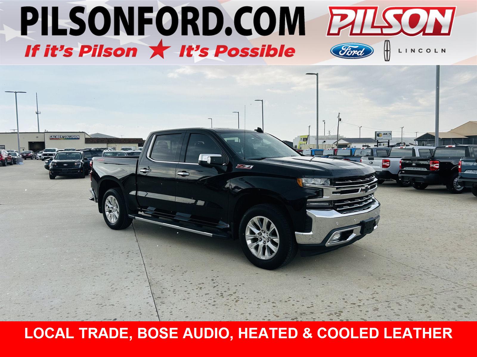Black 2019 Chevrolet Silverado 1500 LTZ Crew Cab 4WD Pickup Truck Four-Wheel Drive 8-Speed Automatic