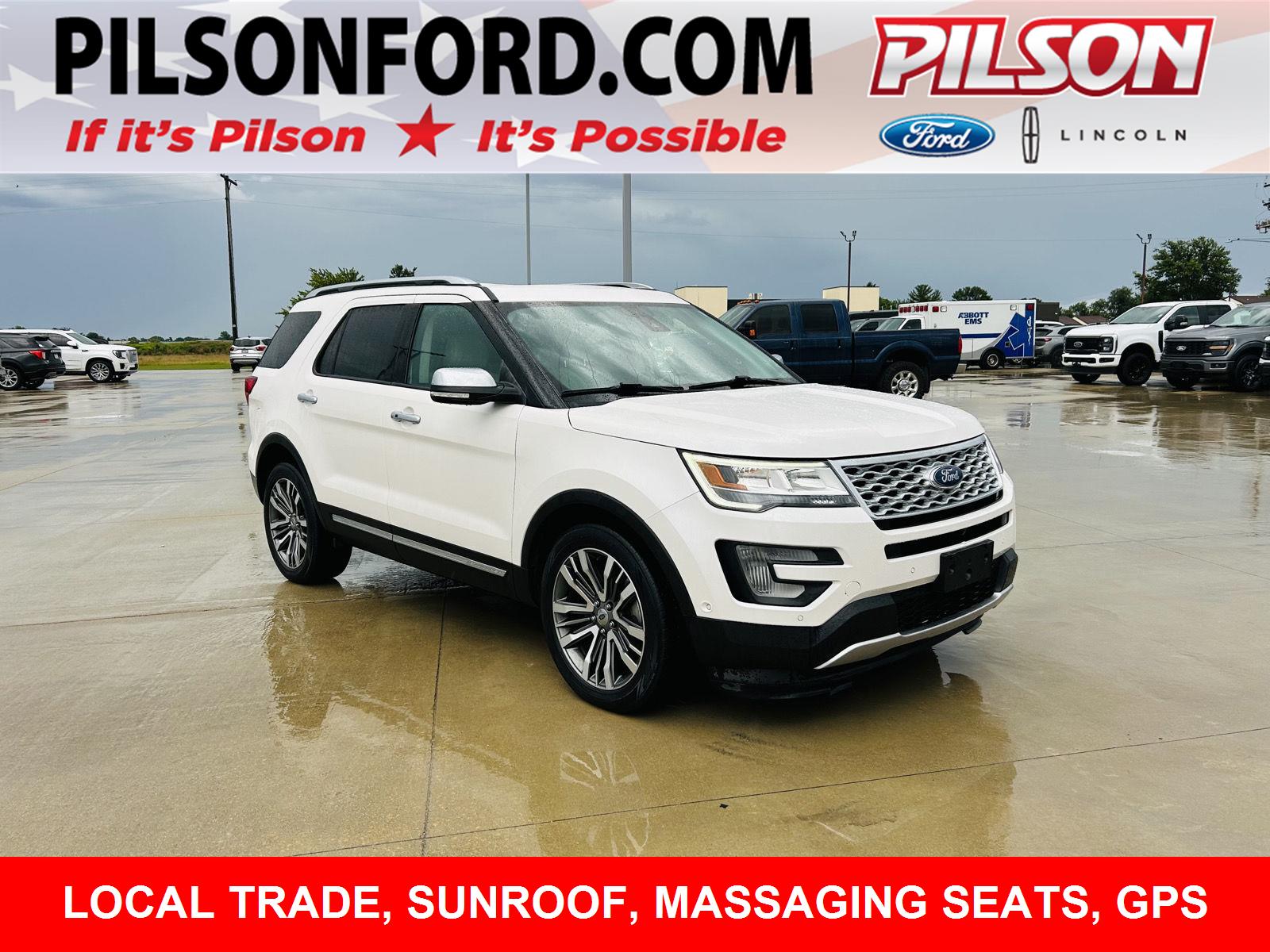 White Platinum Metallic Tri-Coat 2017 Ford Explorer SUV / Crossover All-Wheel Drive 6-Speed Automatic