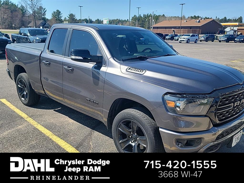 Gray (Granite Crystal Metallic Clearcoat) 2022 RAM 1500 Big Horn Quad Cab 4WD Pickup Truck Four-Wheel Drive 8-Speed Automatic