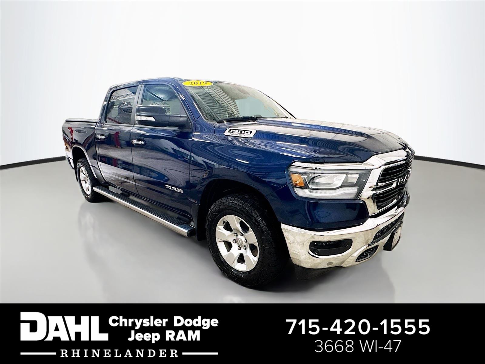 Patriot Blue Pearlcoat 2019 RAM 1500 Big Horn Crew Cab 4WD Pickup Truck Four-Wheel Drive 8-Speed Automatic