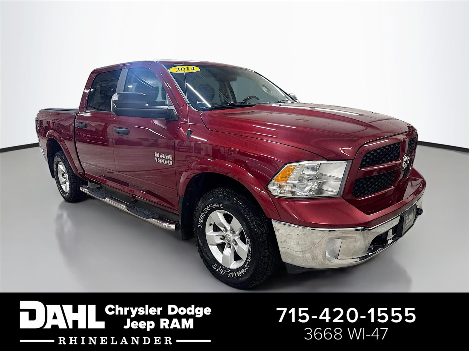 Deep Cherry Red Crystal Pearlcoat 2014 RAM 1500 Outdoorsman Crew Cab 4WD Pickup Truck Four-Wheel Drive 8-Speed Automatic