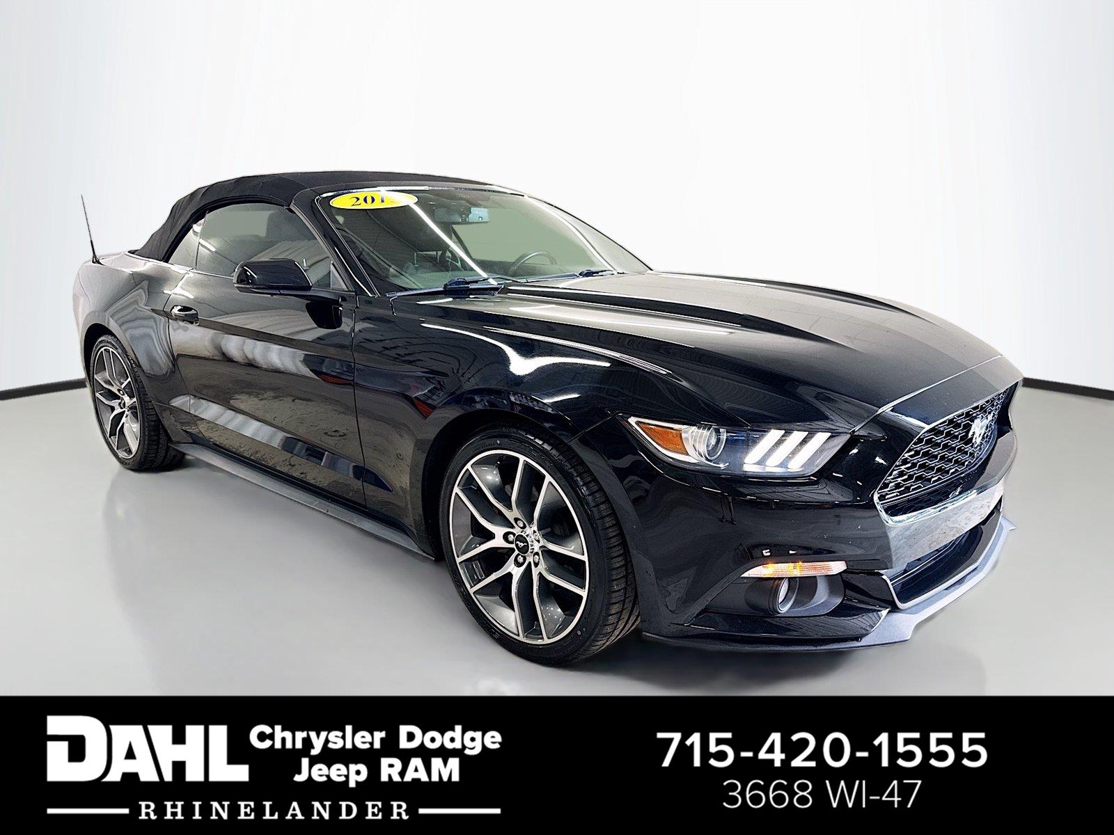 Black 2015 Ford Mustang Convertible Rear-Wheel Drive 6-Speed Automatic