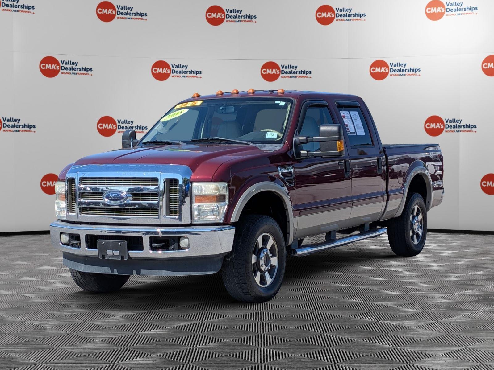 Red Clearcoat 2008 Ford F-250 Super Duty Lariat Crew Cab 4WD Pickup Truck Four-Wheel Drive Automatic