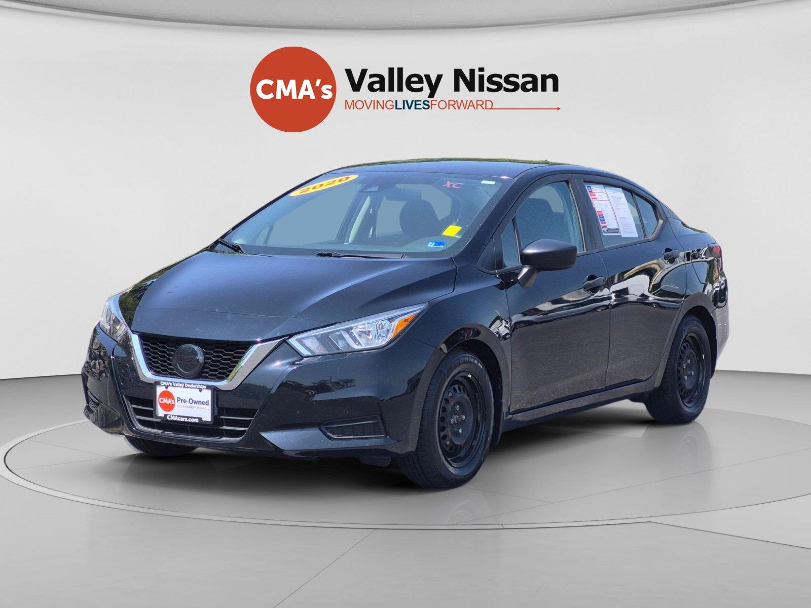 Super Black 2020 Nissan Versa Sedan Front-Wheel Drive Continuously Variable Transmission