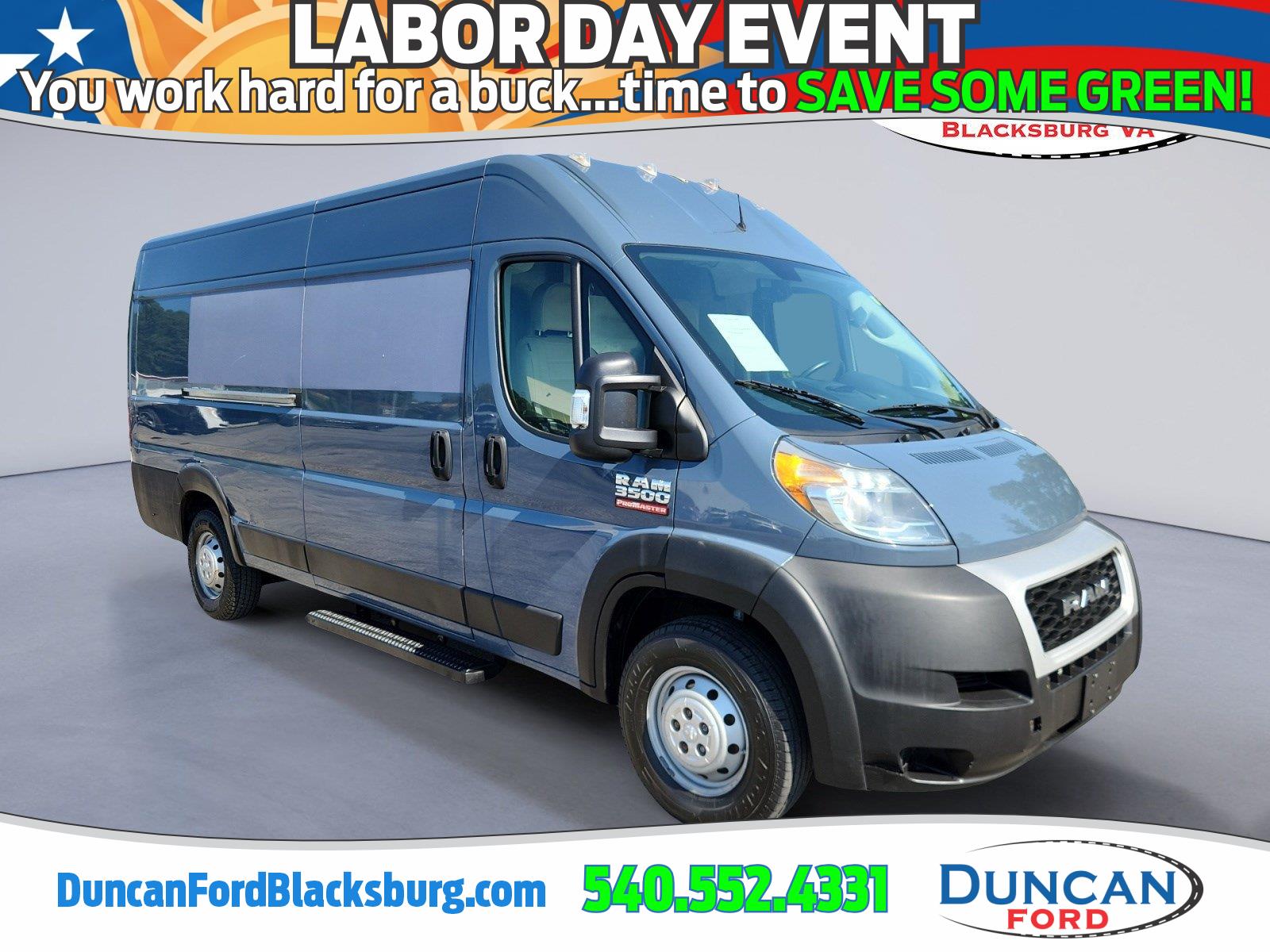 2019 RAM ProMaster 3500 159 High Roof Extended Cargo Van FWD