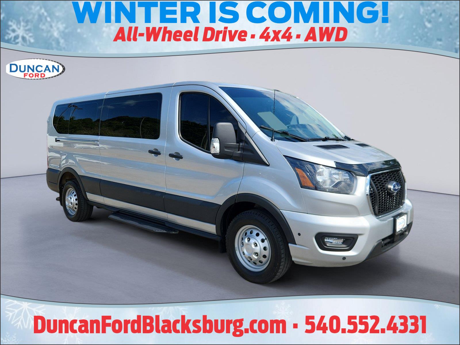 Ingot Silver 2025 Ford Transit Passenger Van All-Wheel Drive Automatic