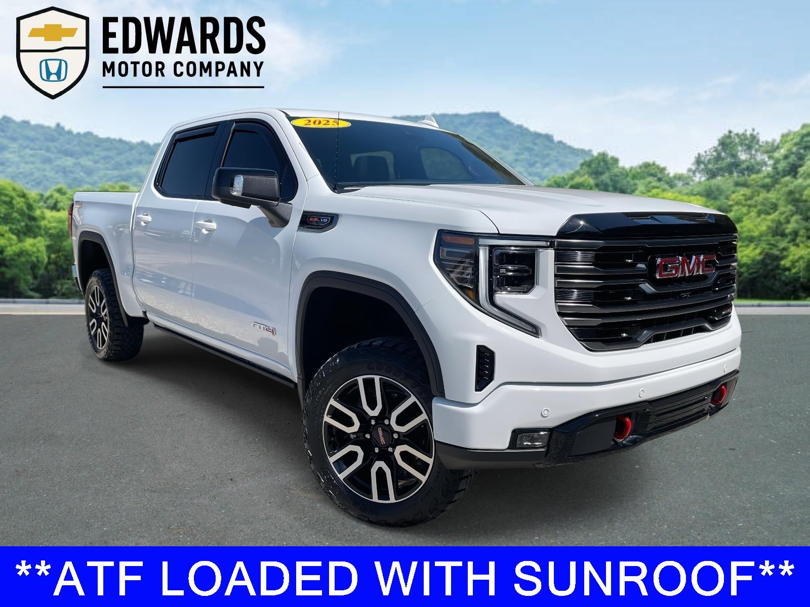 Summit White 2025 GMC Sierra 1500 AT4 Crew Cab 4WD Pickup Truck Four-Wheel Drive Automatic