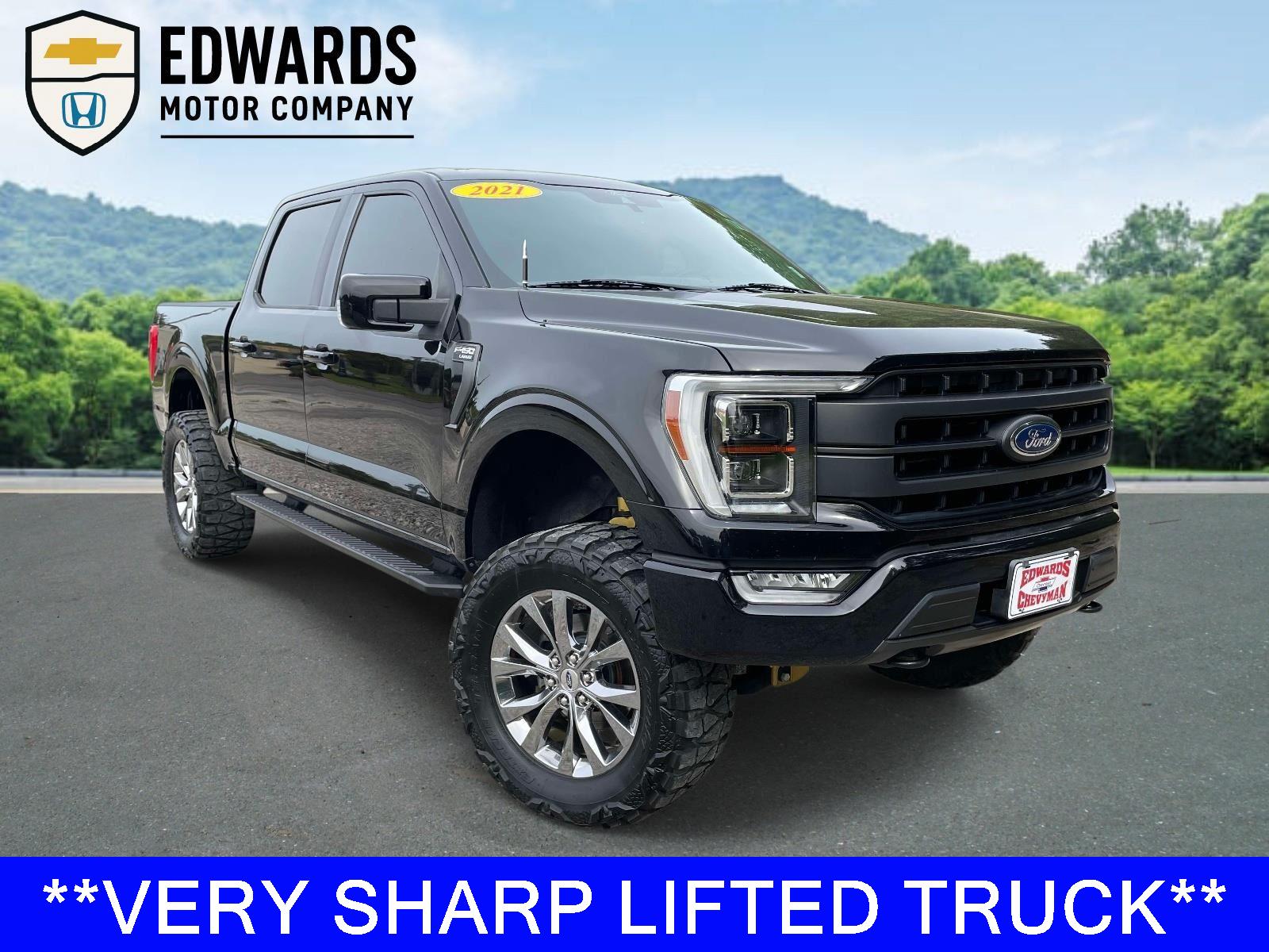 Agate Black Metallic 2021 Ford F-150 Lariat SuperCrew 4WD Pickup Truck Four-Wheel Drive Automatic