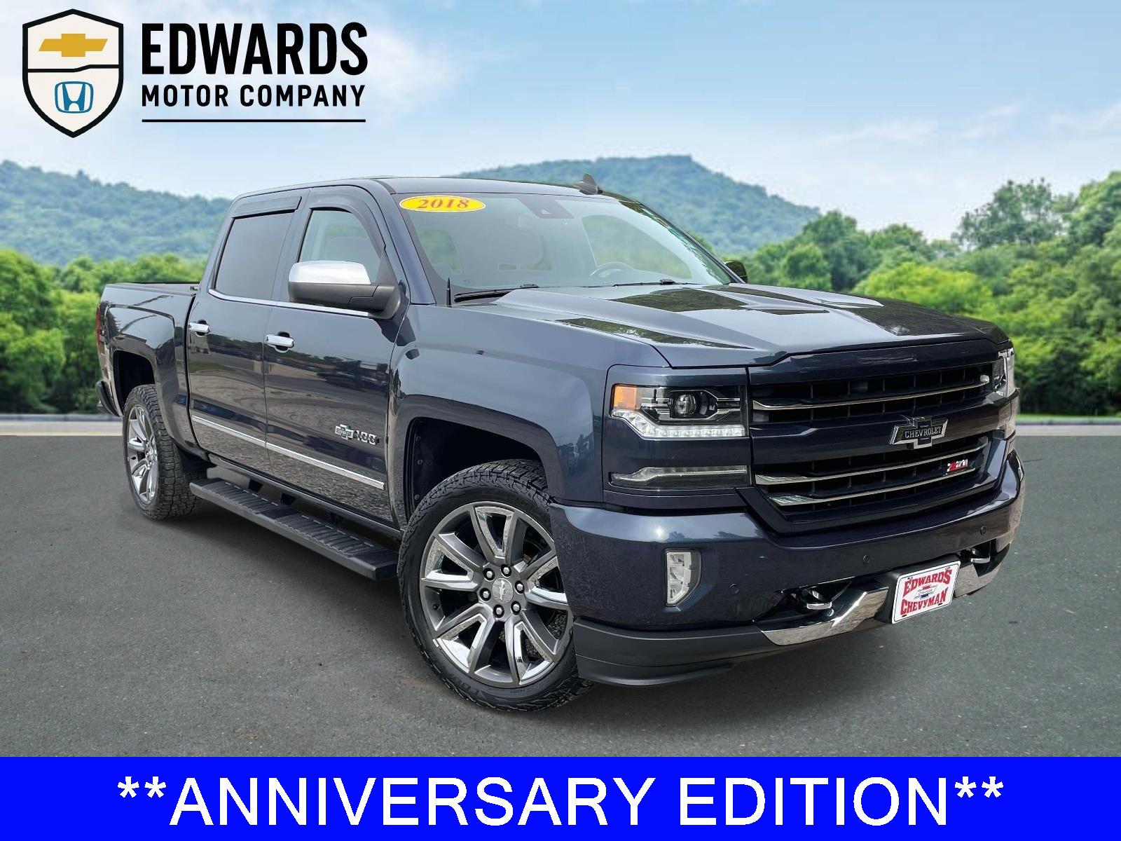 Centennial Blue Metallic 2018 Chevrolet Silverado 1500 LTZ Crew Cab 4WD Pickup Truck Four-Wheel Drive 8-Speed Automatic