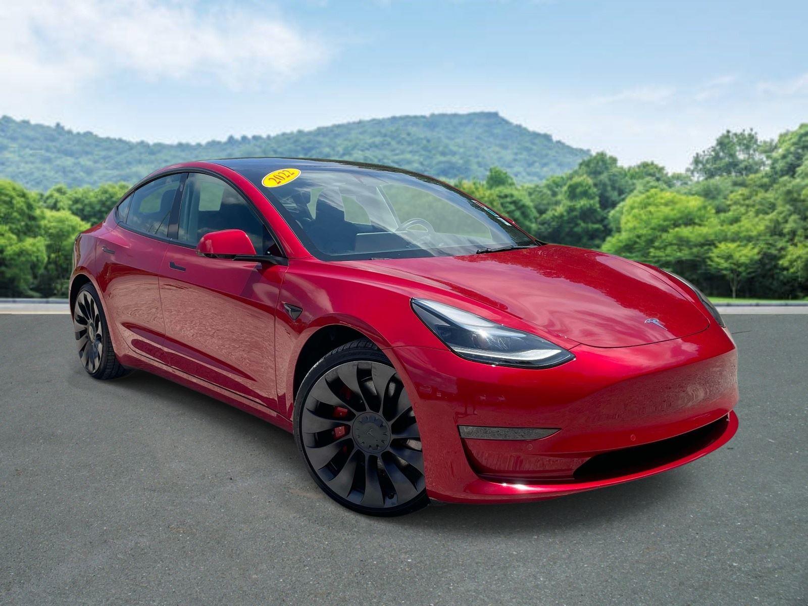 Red Multi-Coat 2022 Tesla Model 3 Performance AWD Sedan All-Wheel Drive Automatic