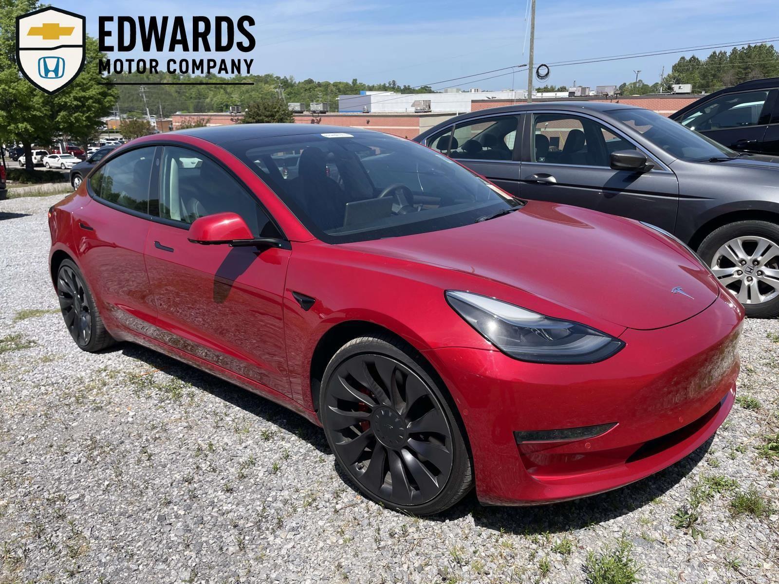Red Multi-Coat 2022 Tesla Model 3 Performance AWD Sedan All-Wheel Drive Automatic