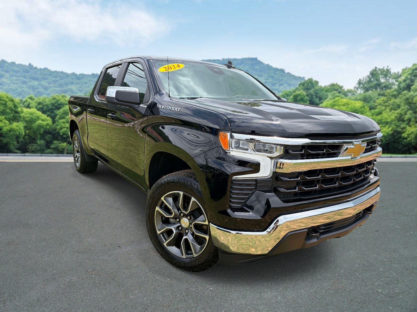 Black 2024 Chevrolet Silverado 1500 LT Crew Cab 4WD Pickup Truck Four-Wheel Drive 8-Speed Automatic