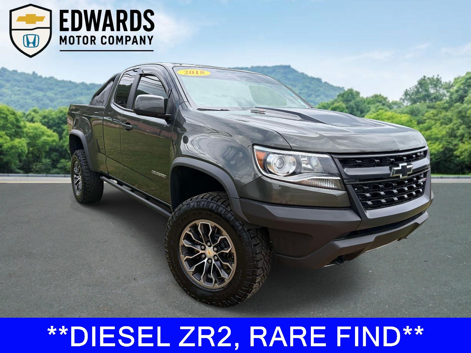 Deepwood Green Metallic 2018 Chevrolet Colorado ZR2 Extended Cab LB 4WD Pickup Truck Four-Wheel Drive 6-Speed Automatic